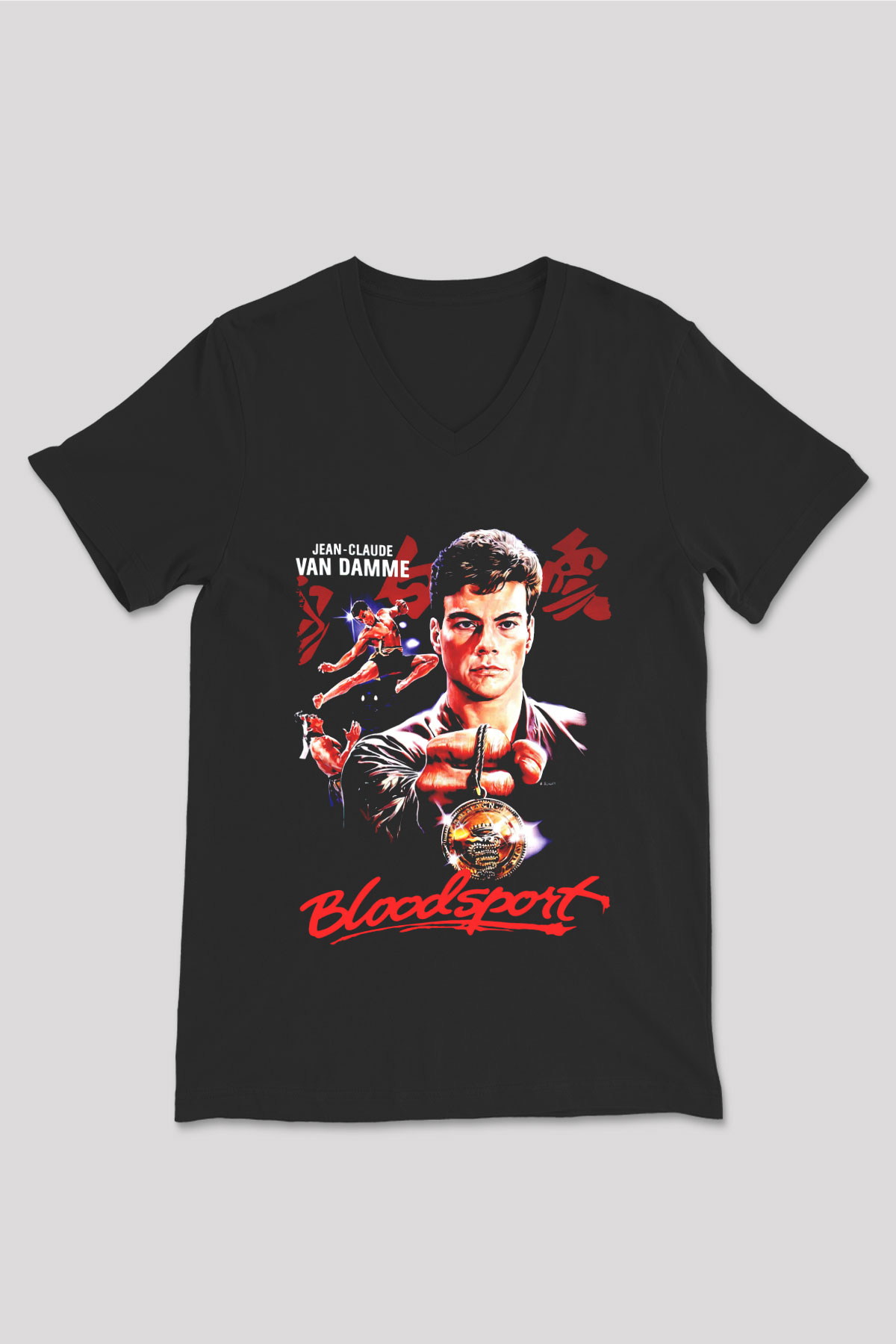 Bloodsport Kan Sporu Siyah Unisex  V Yaka Tişört