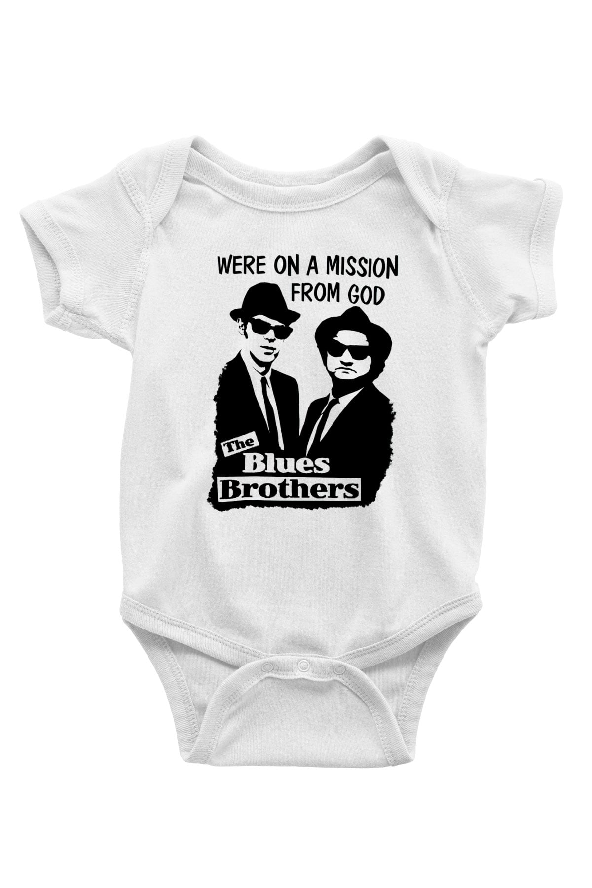 Blue Brothers Baskılı Beyaz Unisex Bebek Body - Zıbın