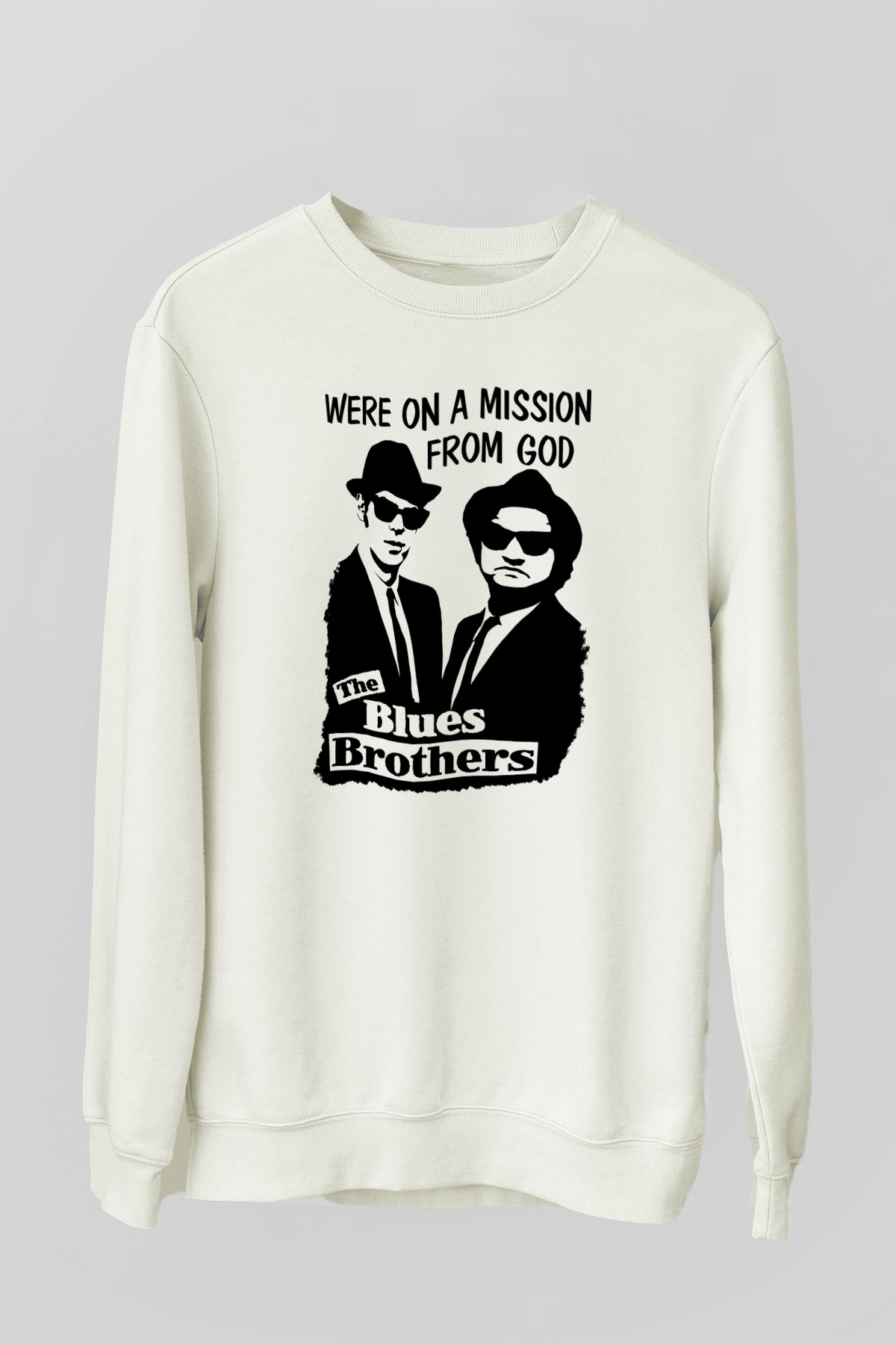 Blue Brothers Beyaz Unisex Sweatshirt