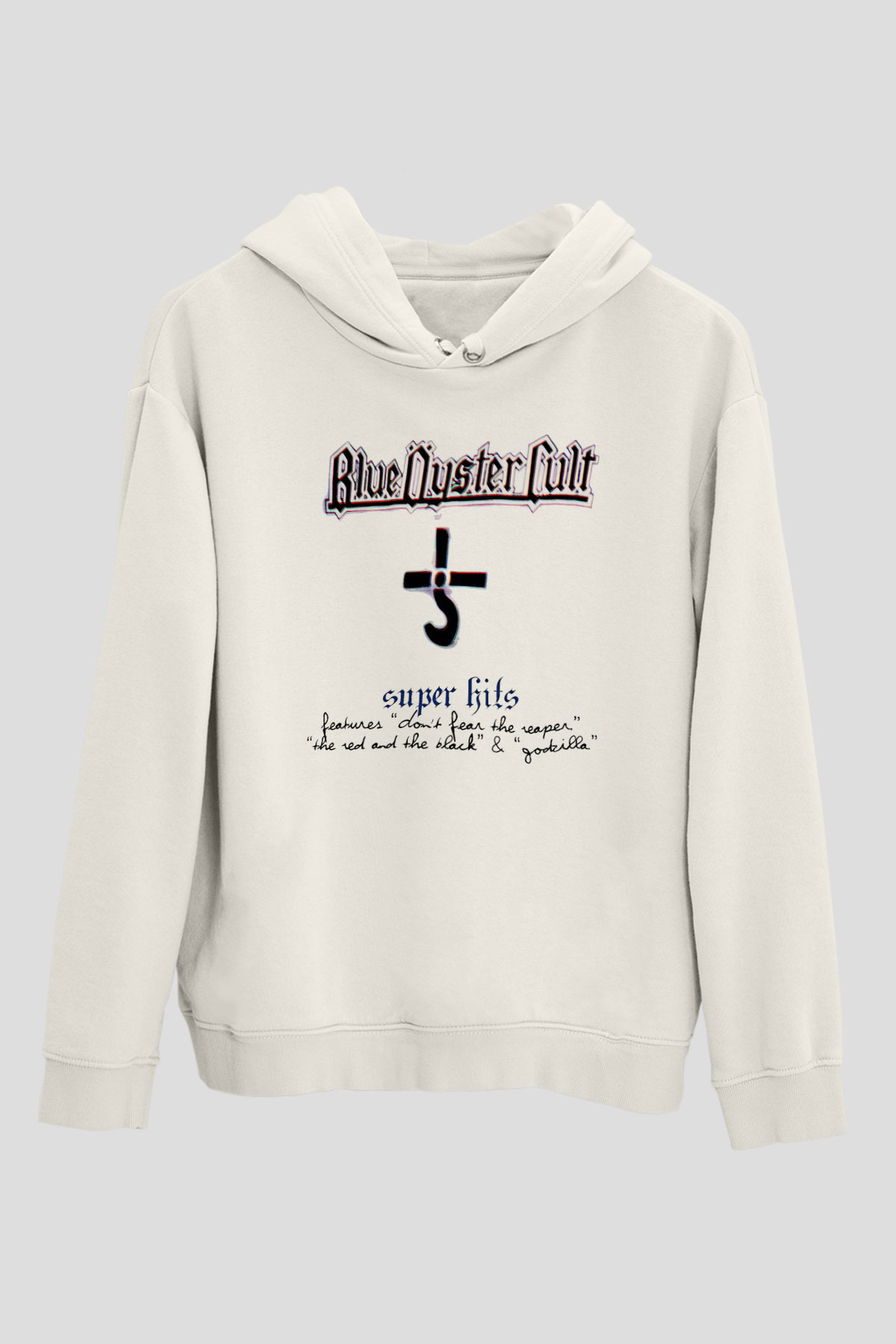 Blue Oyster Cult Baskılı Beyaz Unisex Kapüşonlu Sweatshirt