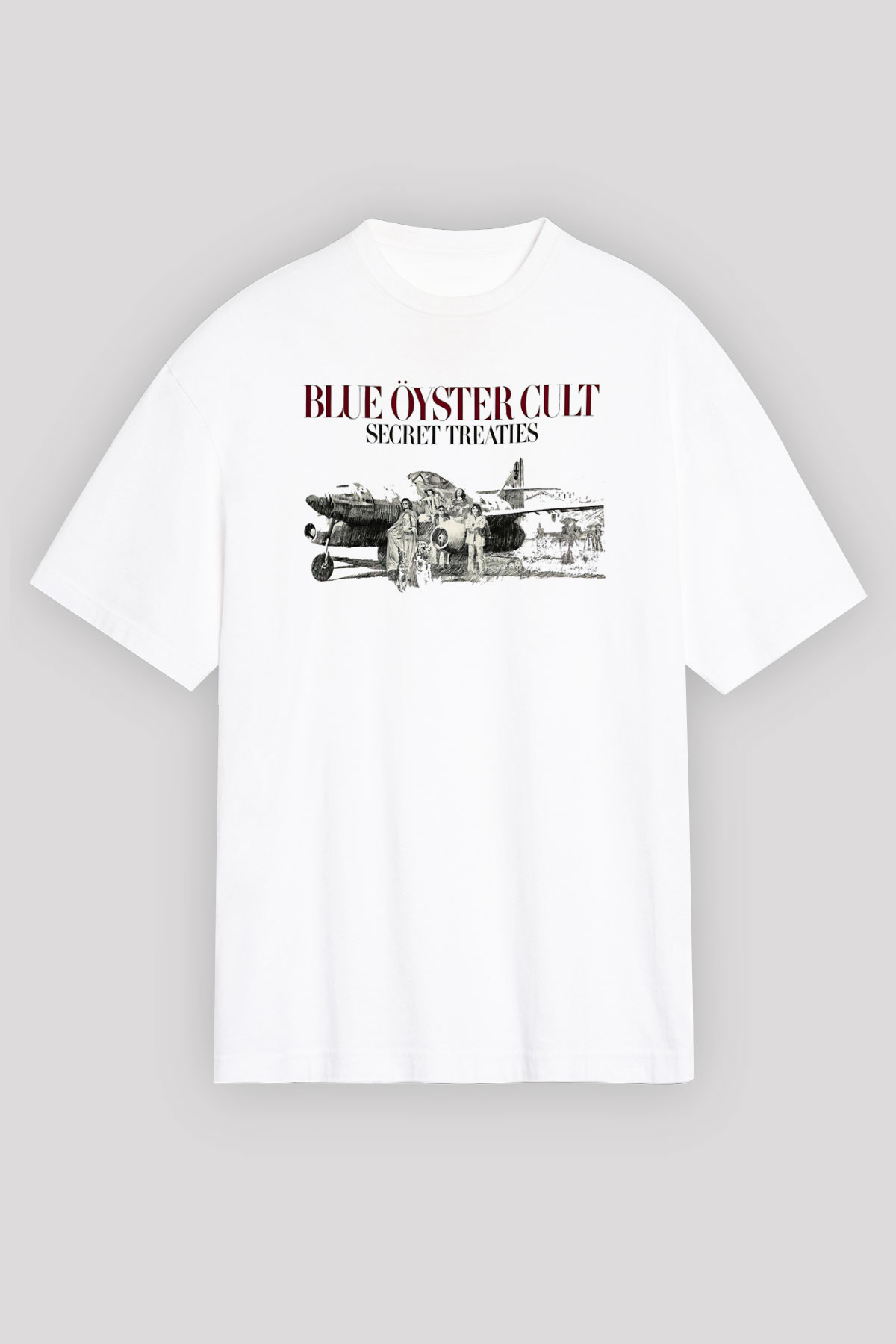 Blue Oyster Cult Baskılı Beyaz Unisex Oversize Tişört - Tshirt