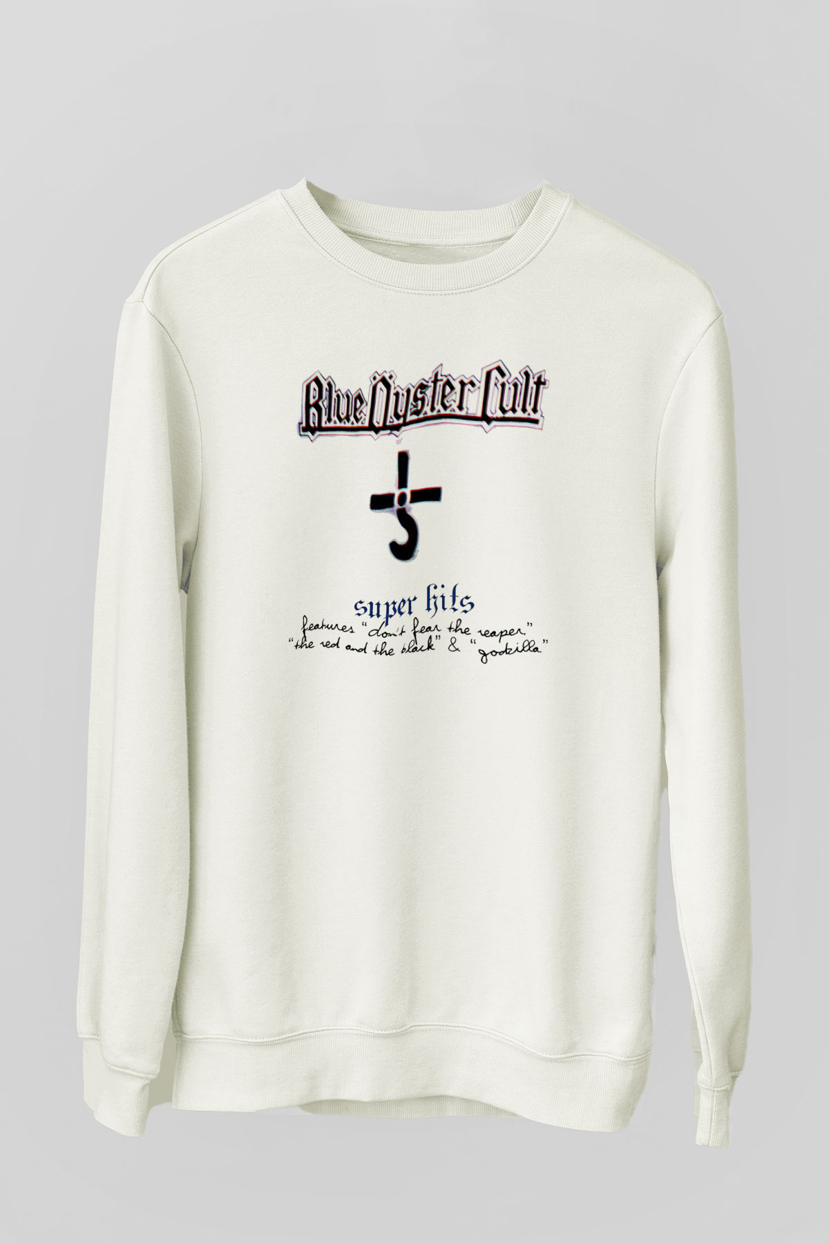 Blue Oyster Cult Baskılı Beyaz Unisex Sweatshirt