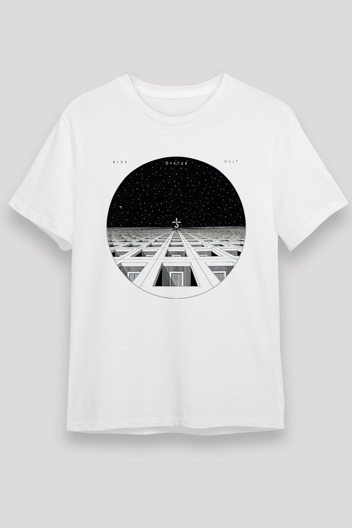 Blue Oyster Cult Baskılı Unisex Beyaz Tişört - Tshirt