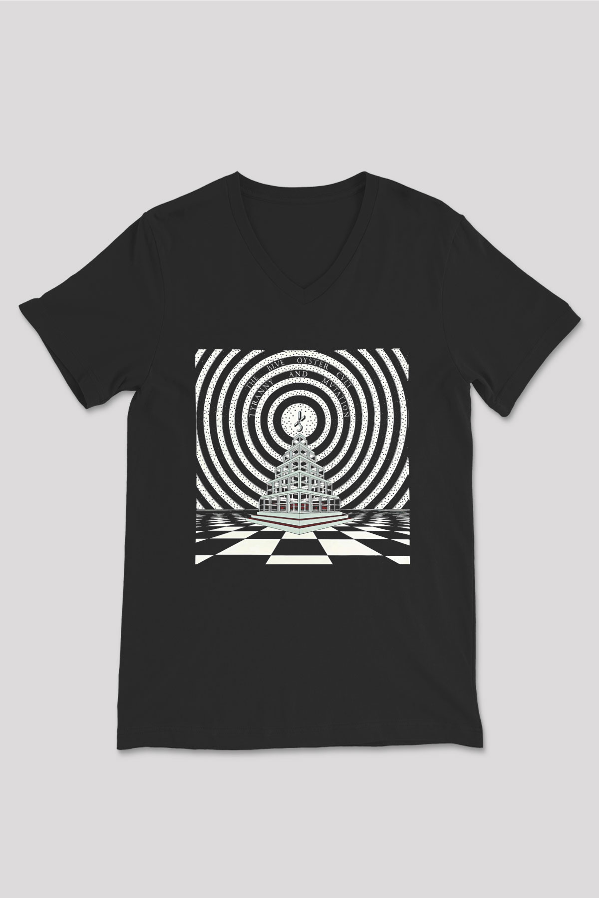 Blue Oyster Cult Baskılı Unisex Siyah V Yaka Tişört - Tshirt