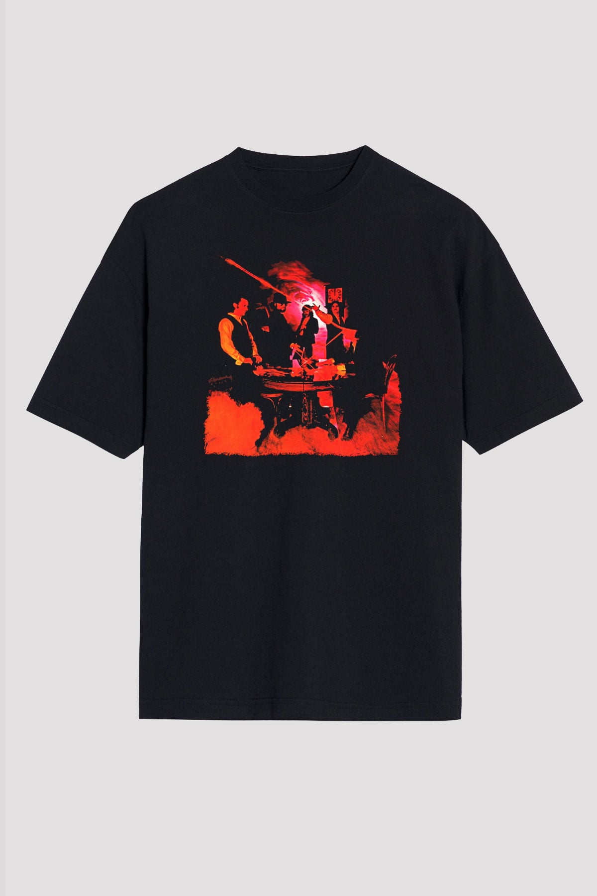 Blue Oyster Cult Baskılı Unisex Siyah Oversize Tişört - Tshirt