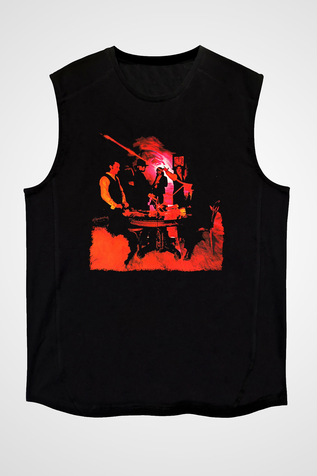 Blue Oyster Cult Baskılı Unisex Siyah Kolsuz Tişört - Tshirt