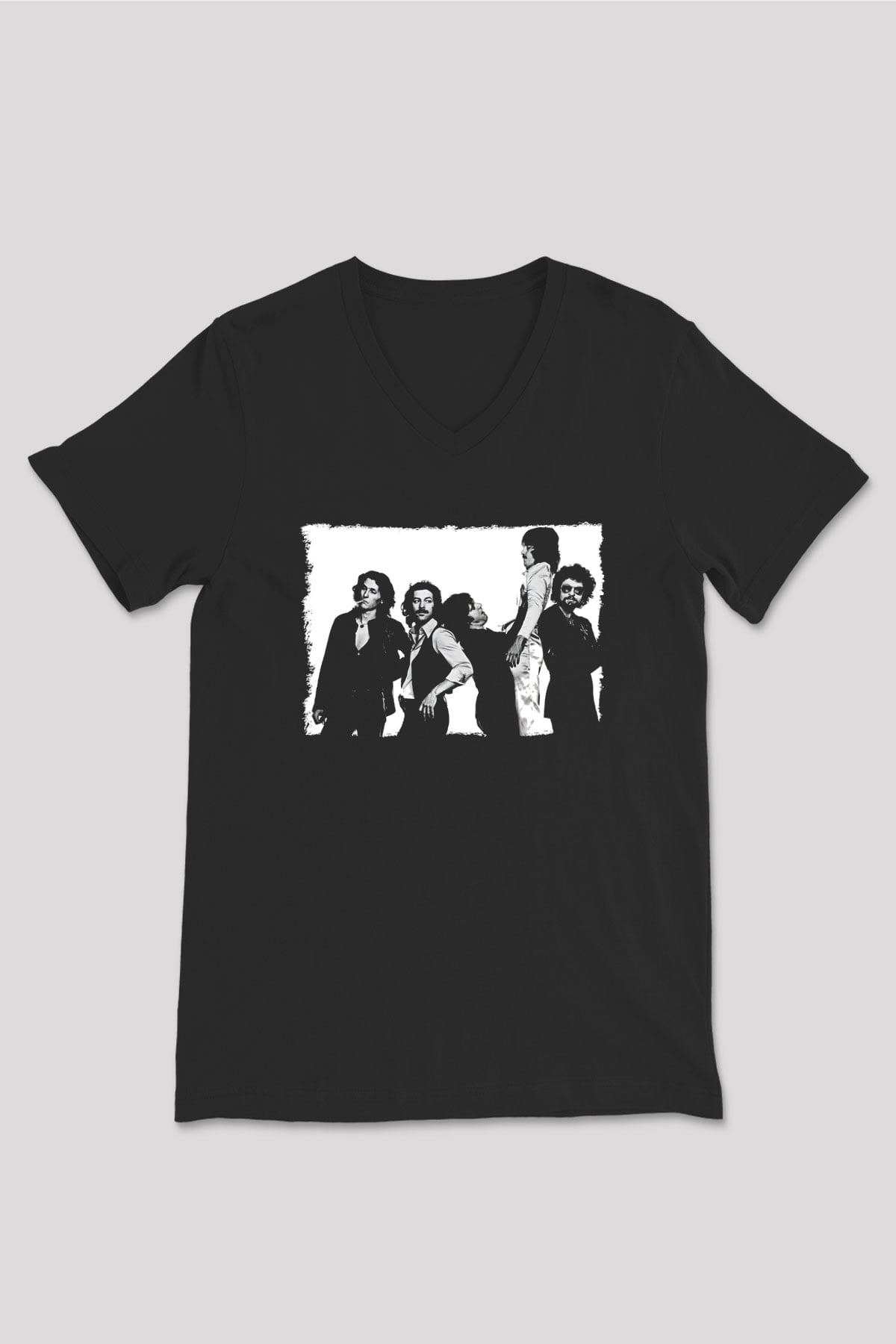 Blue Oyster Cult Baskılı Unisex Siyah V Yaka Tişört - Tshirt