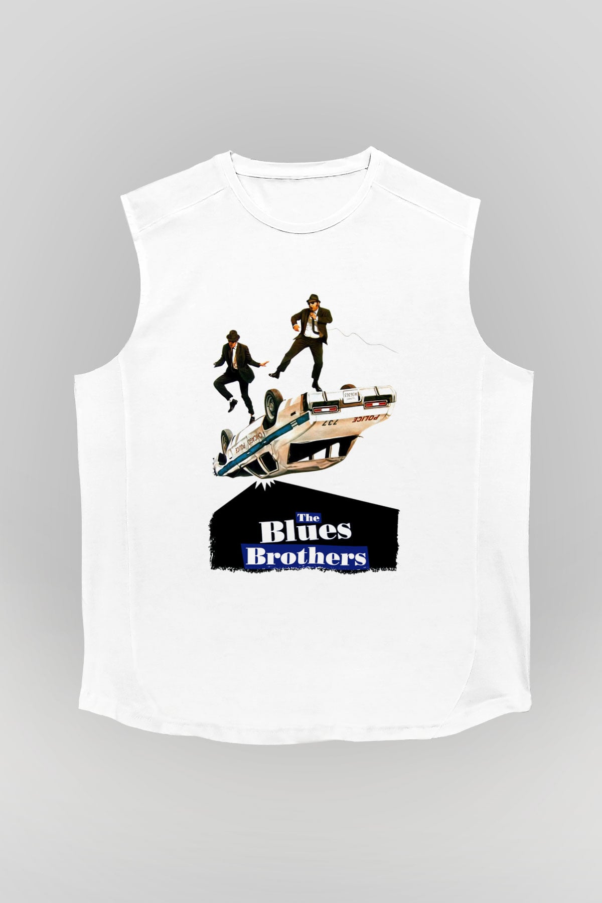 Blues Brothers Beyaz Unisex Kolsuz Tişört