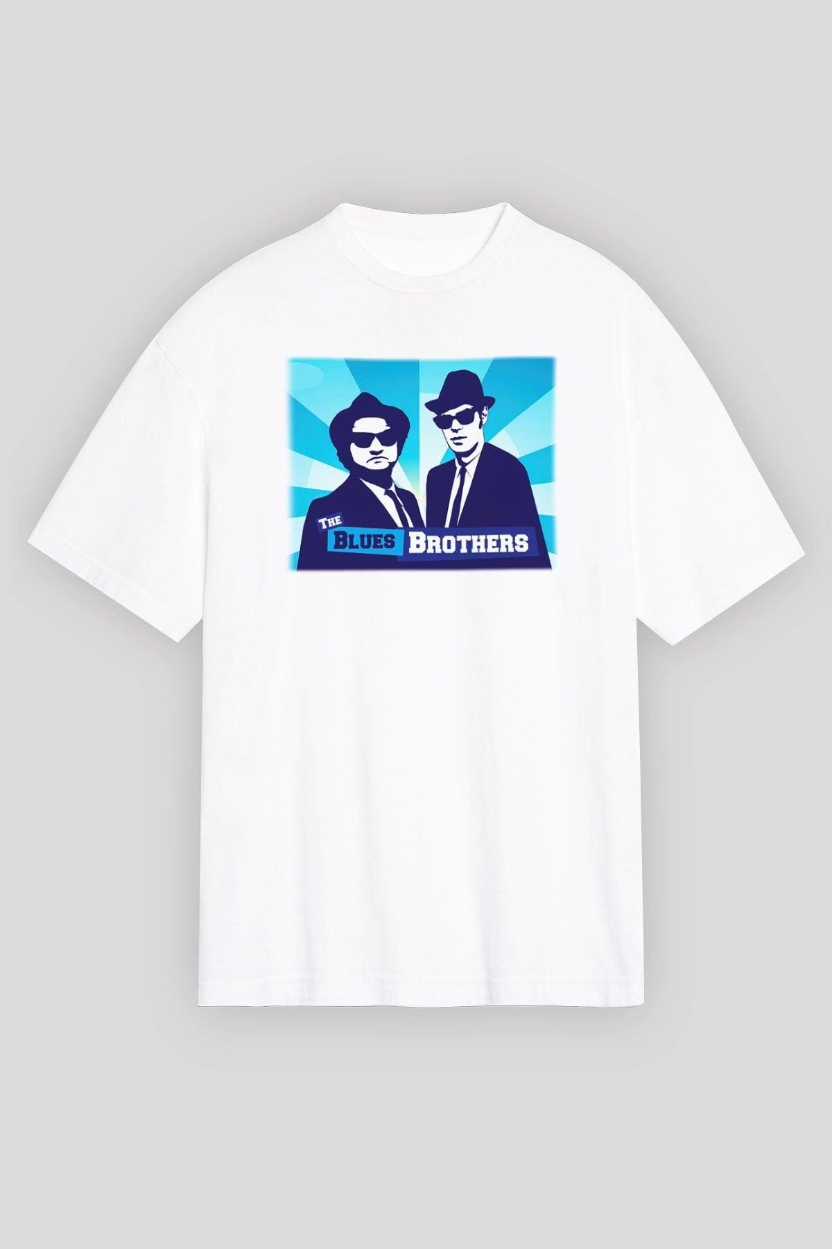 Blues Brothers Beyaz Unisex Oversize Tişört T-Shirt