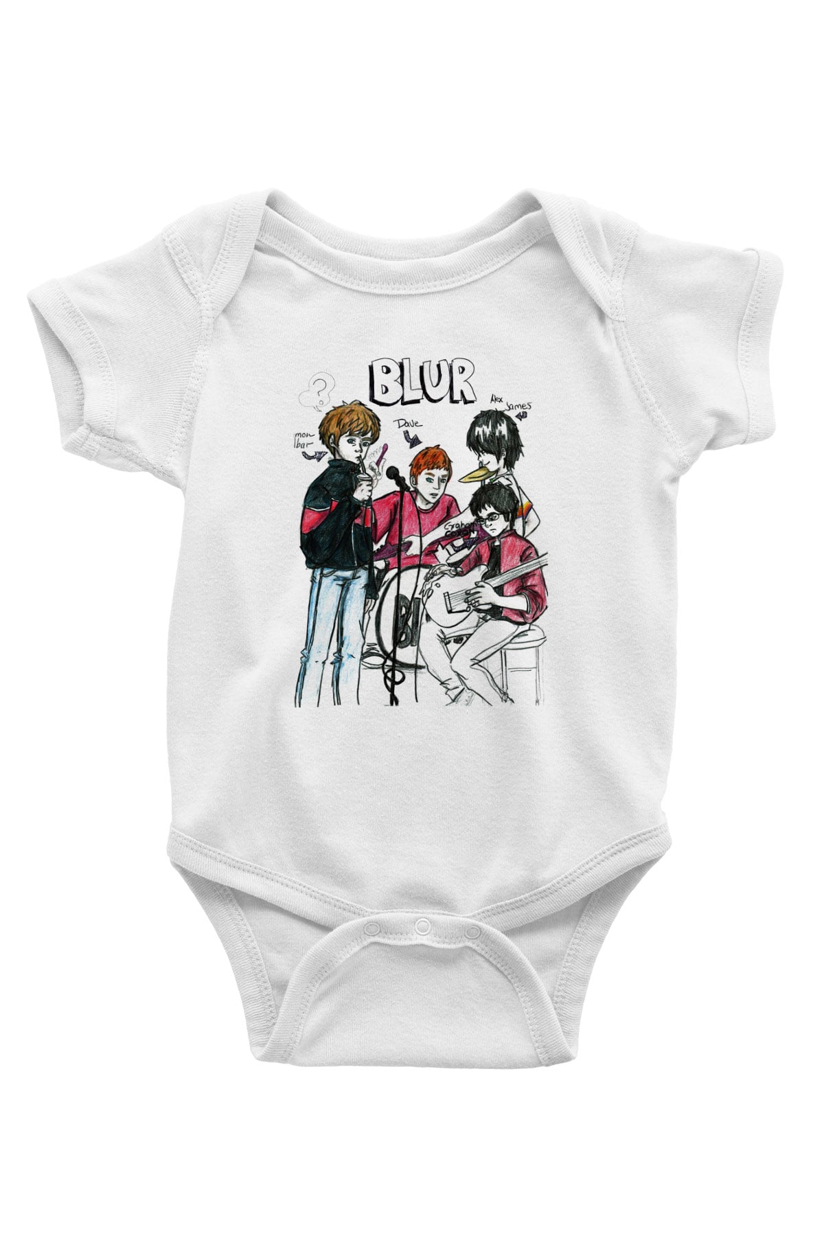 Blur Baskılı Beyaz Unisex Bebek Body - Zıbın
