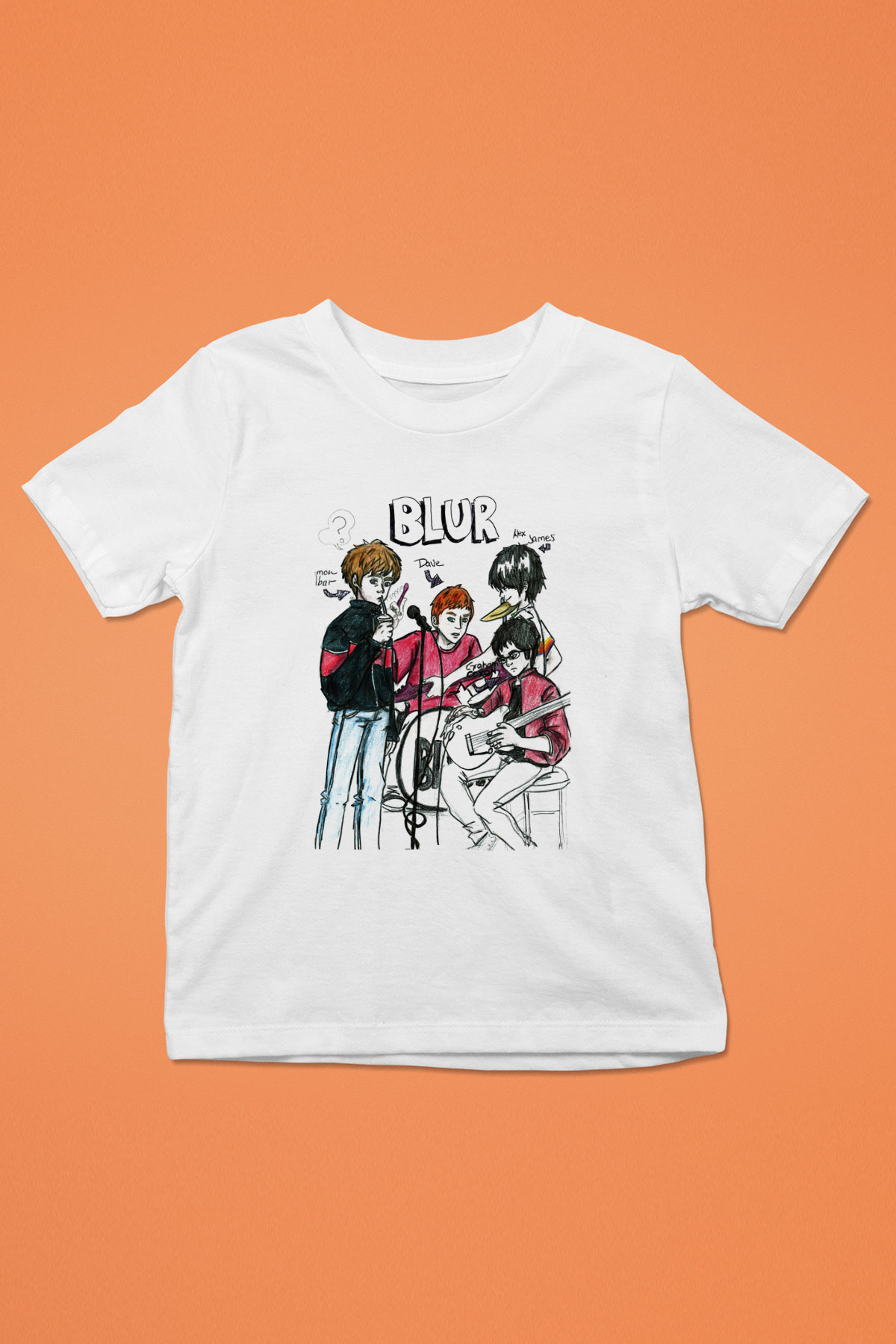 Blur Baskılı Beyaz Unisex Çocuk Tişört