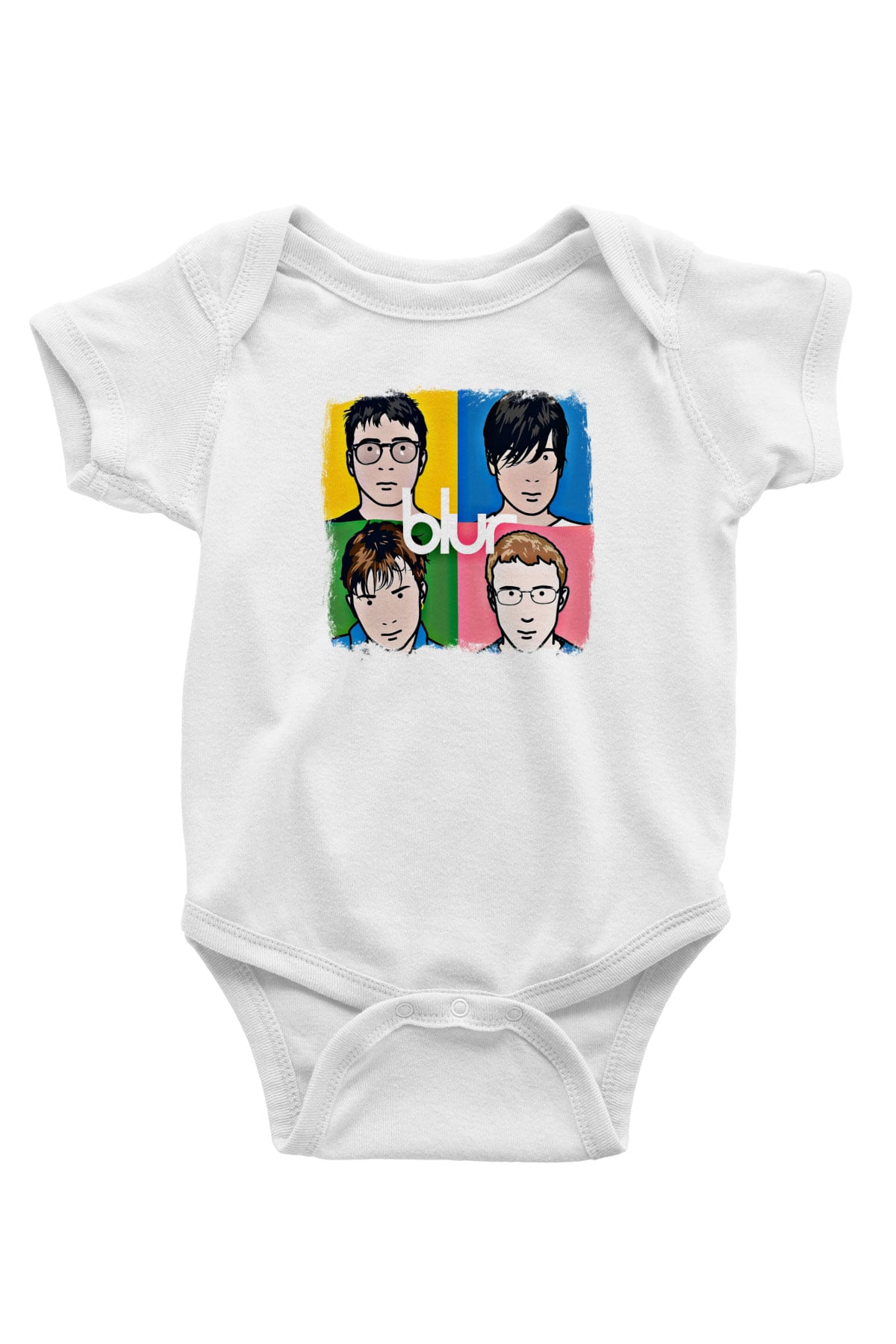 Blur Baskılı Unisex Beyaz Bebek Body - Zıbın