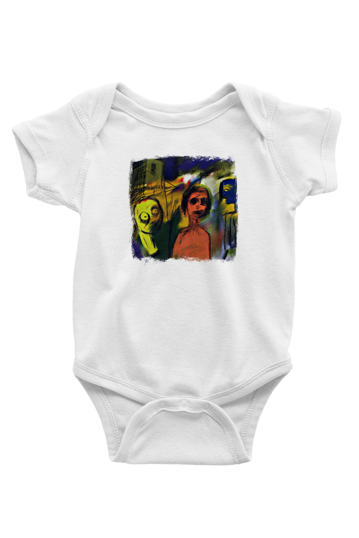 Blur Baskılı Unisex Beyaz Bebek Body - Zıbın