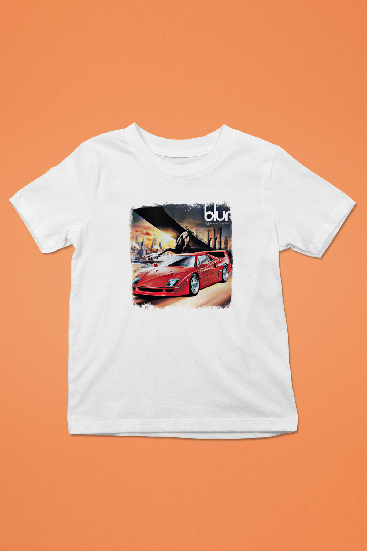 Blur Baskılı Unisex Beyaz Çocuk Tişört