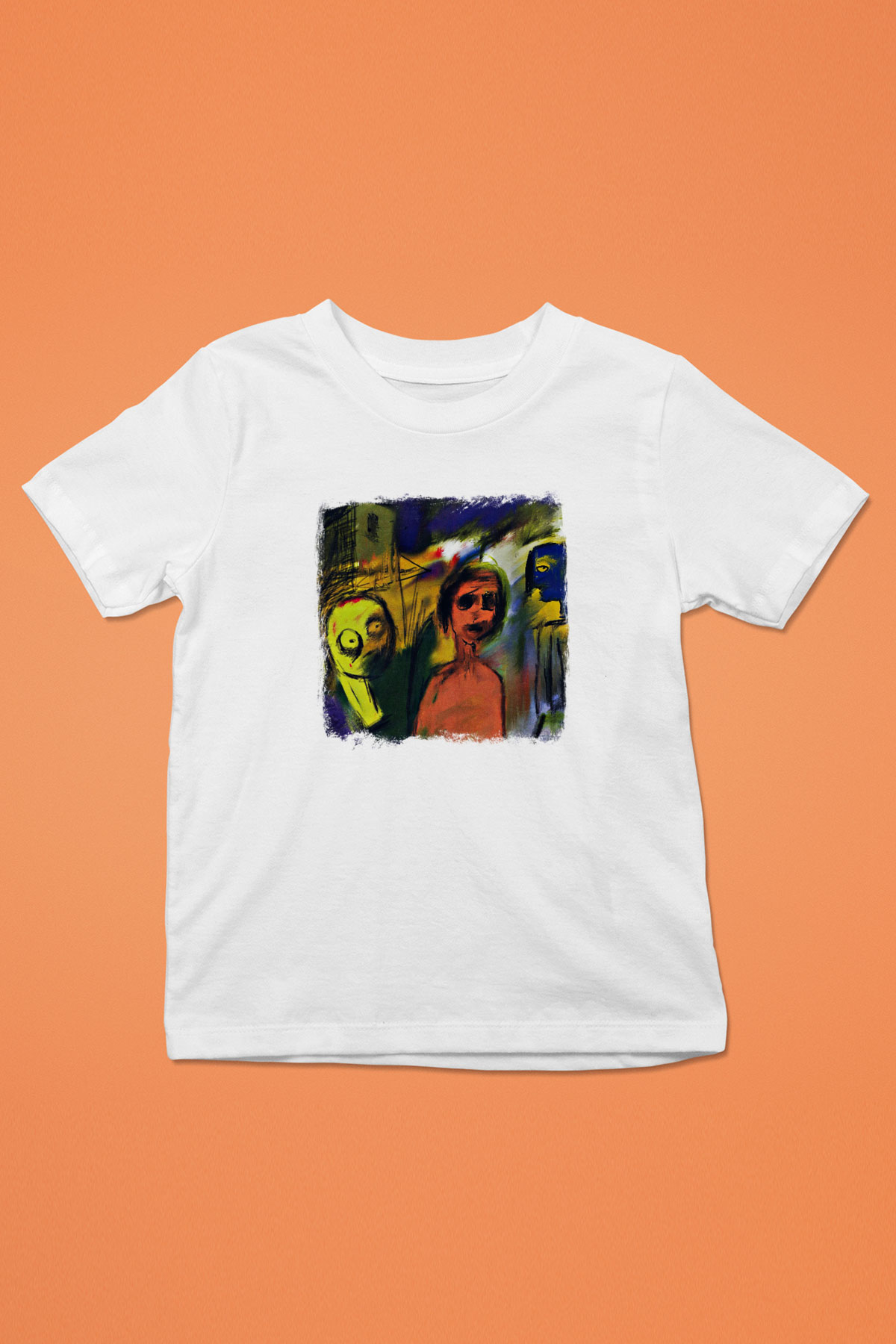 Blur Baskılı Unisex Beyaz Çocuk Tişört