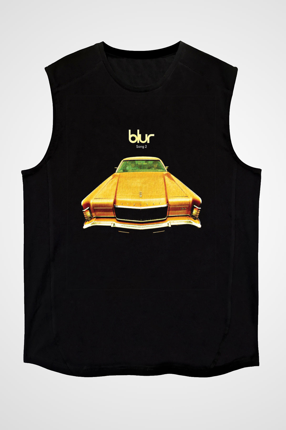 Blur Baskılı Unisex Siyah Kolsuz Tişört