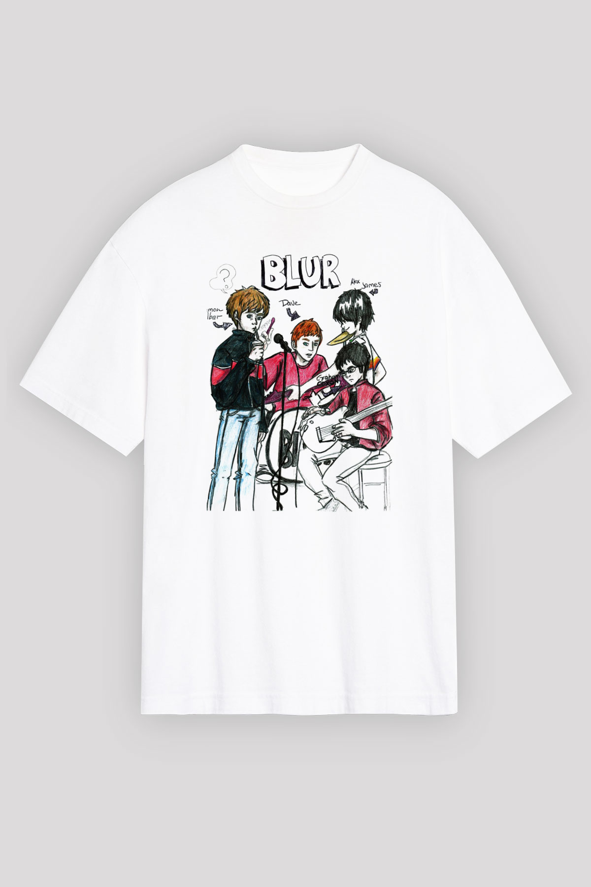Blur Beyaz Unisex Oversize Tişört T-Shirt