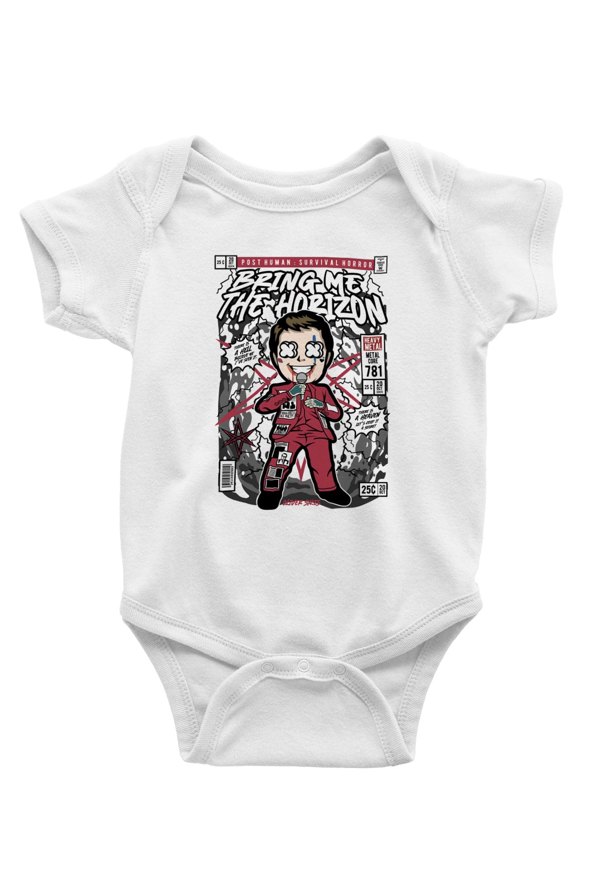 BMTH Baskılı Unisex Beyaz Bebek Body - Zıbın