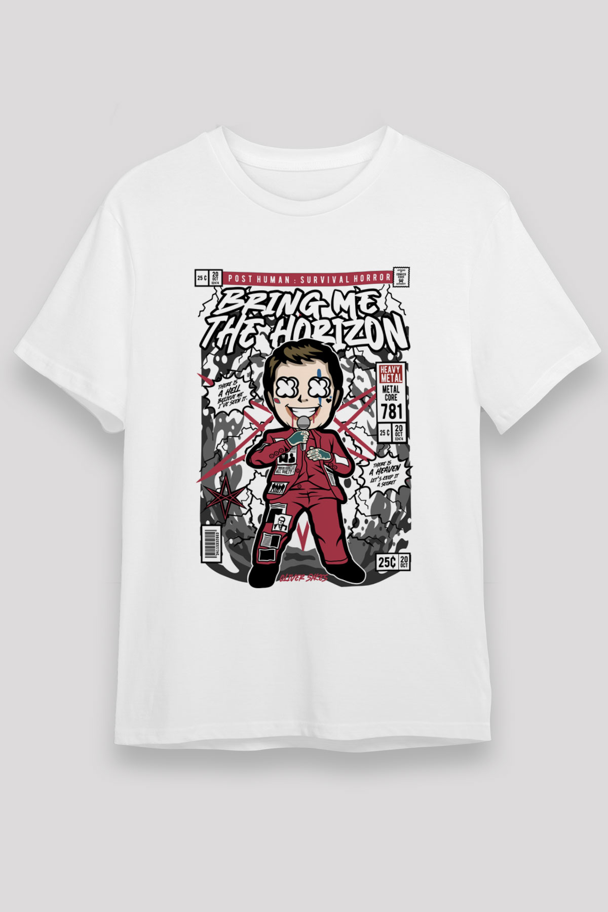 BMTH Baskılı Unisex Beyaz Tişört