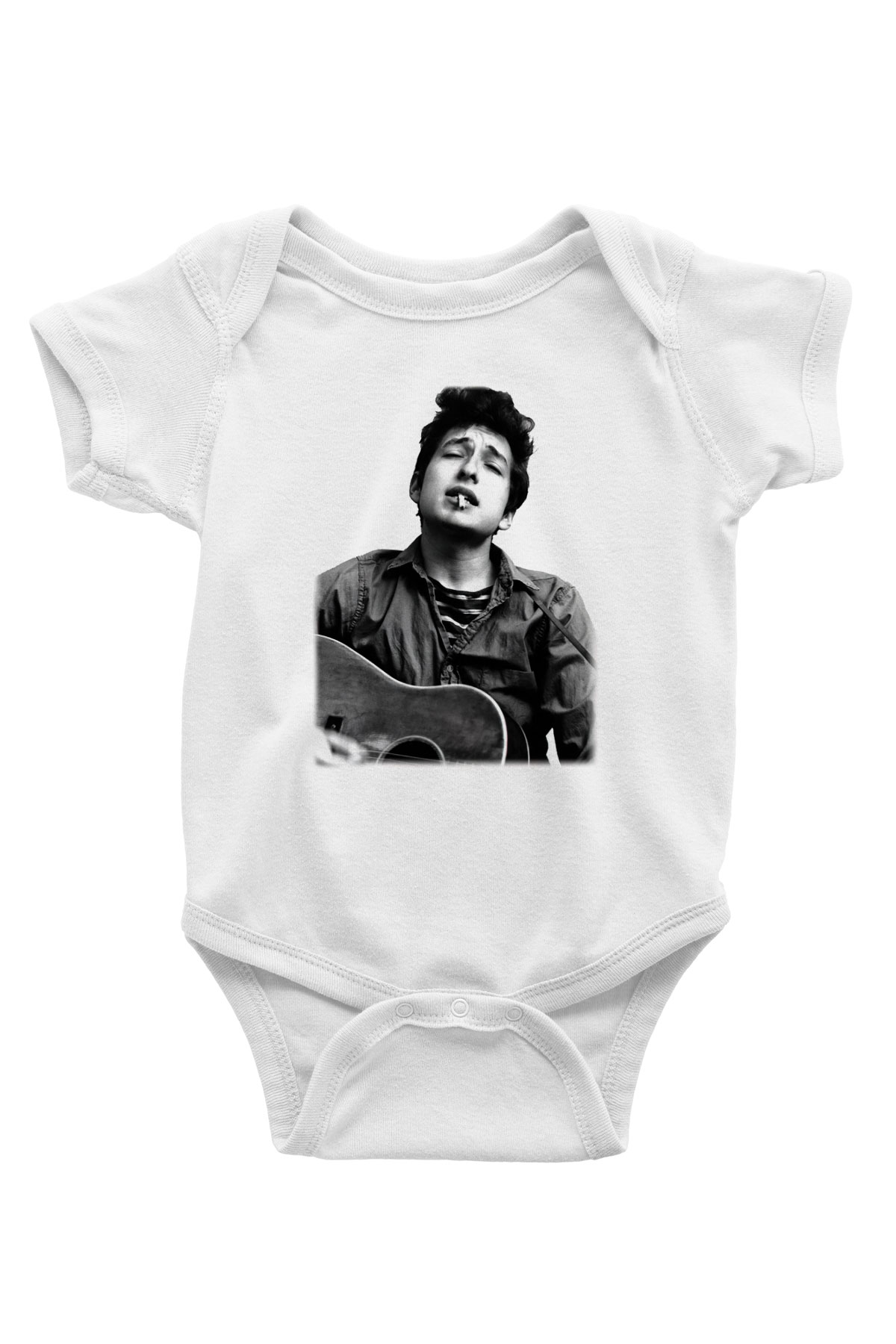 Bob Dylan Baskılı Beyaz Unisex Bebek Body - Zıbın