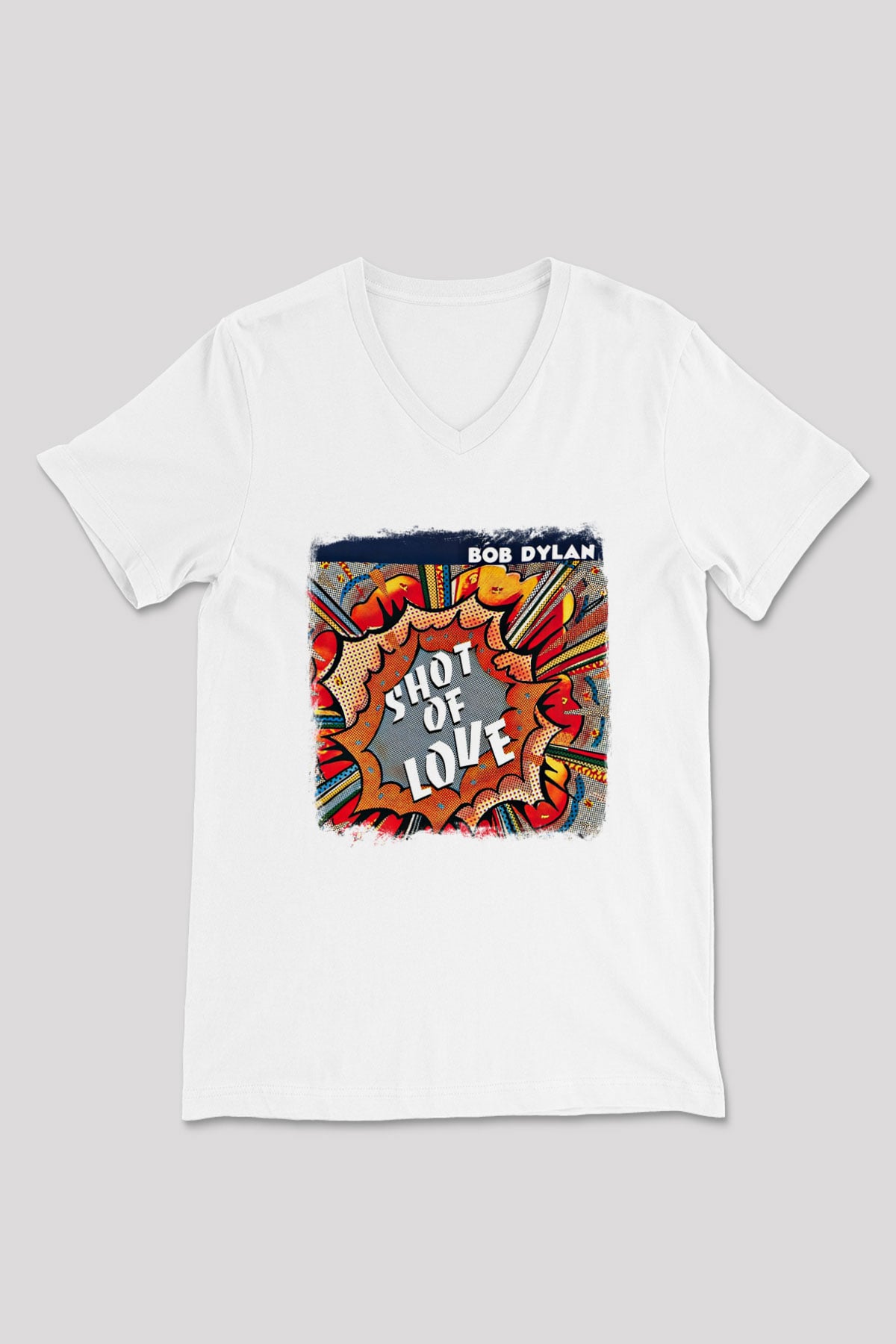 Bob Dylan Baskılı Unisex Beyaz V Yaka Tişört