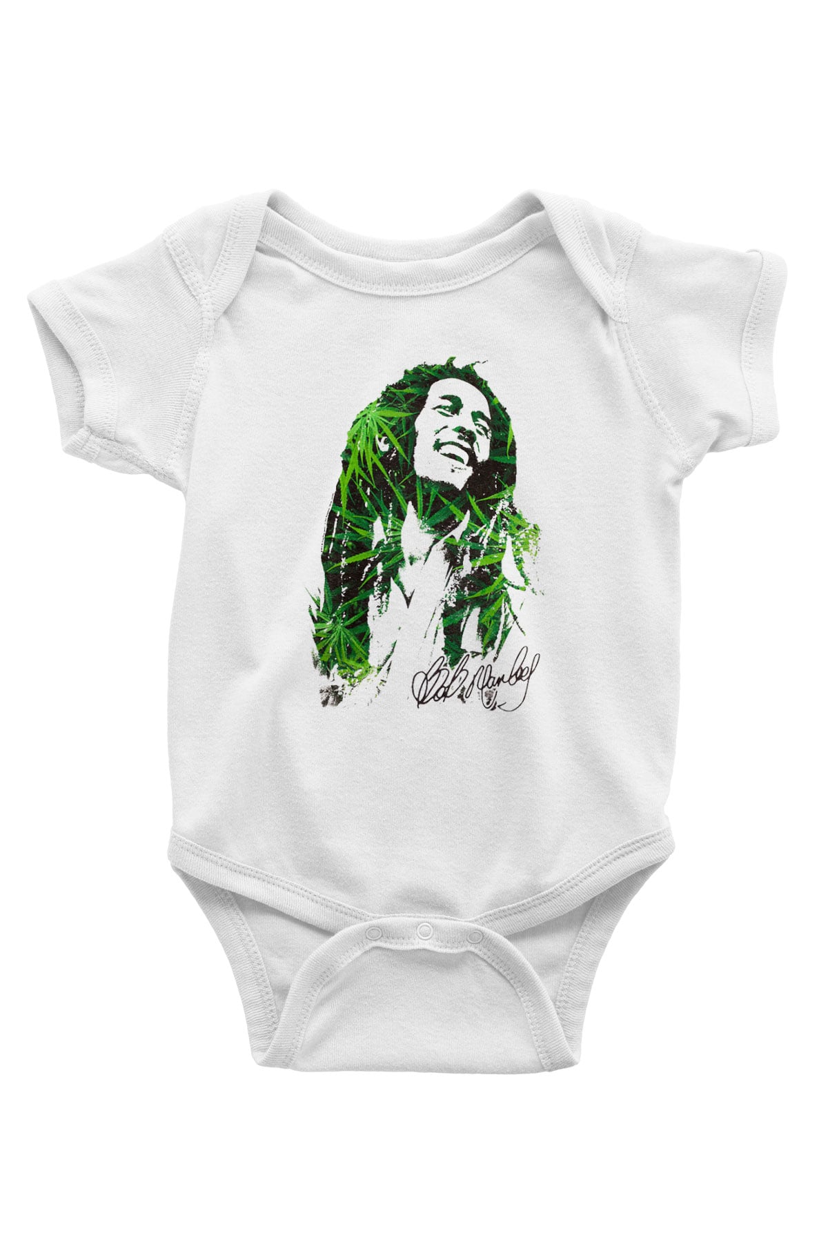 Bob Marley Baskılı Beyaz Unisex Bebek Body - Zıbın