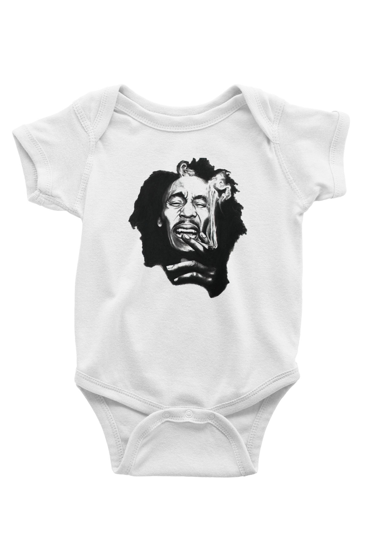 Bob Marley Baskılı Beyaz Unisex Bebek Body - Zıbın