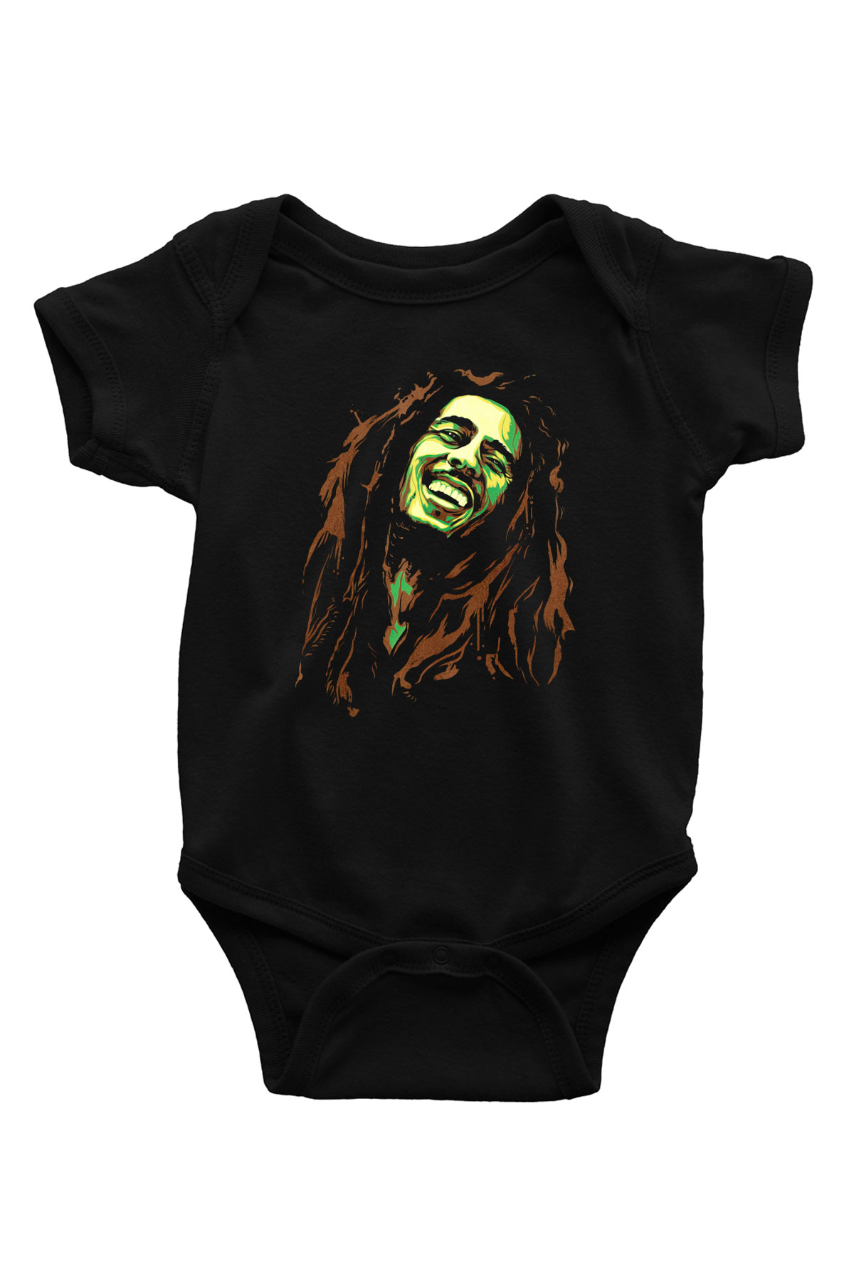 Bob Marley Baskılı Siyah Bebek Body - Zıbın
