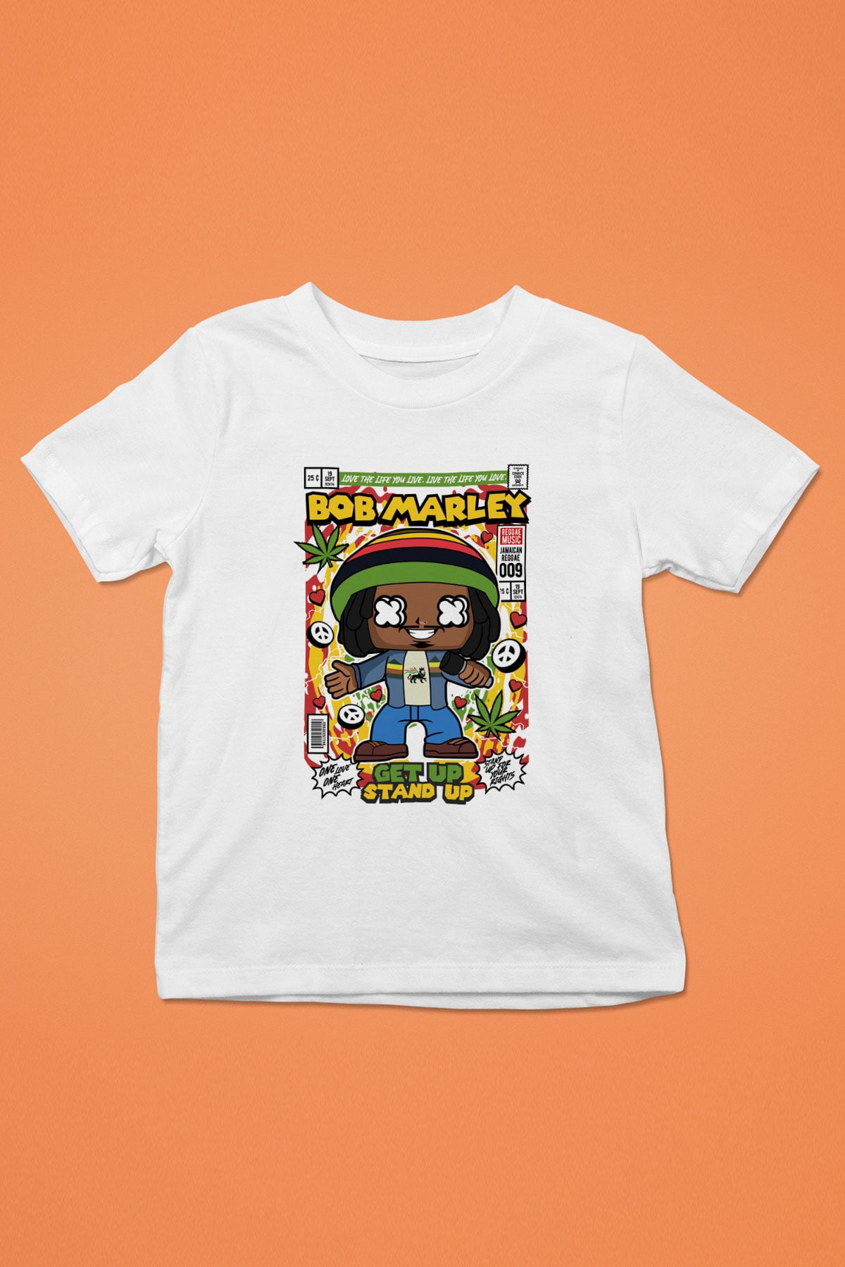 Bob Marley Baskılı Unisex Beyaz Çocuk Tişört