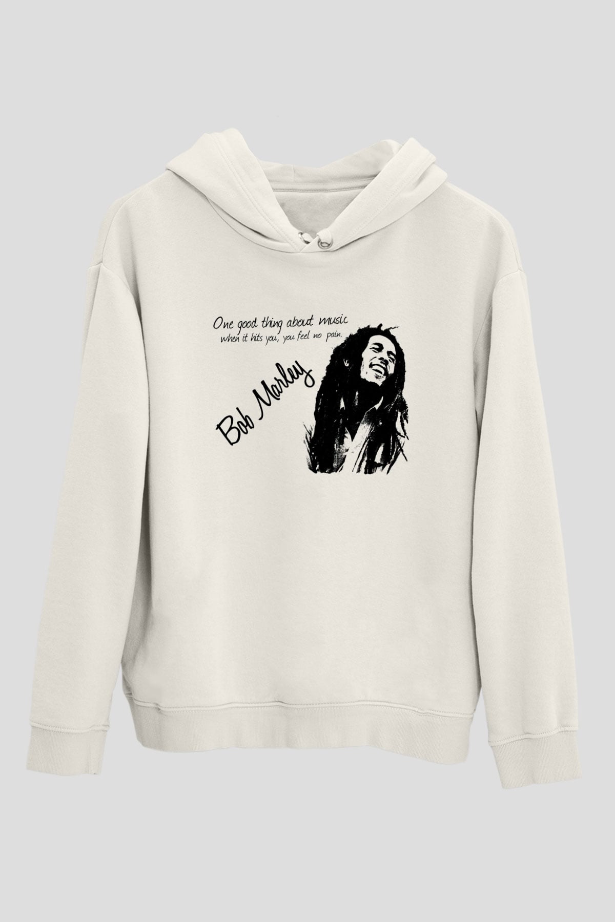 Bob Marley Beyaz Unisex Kapşonlu Sweatshirt