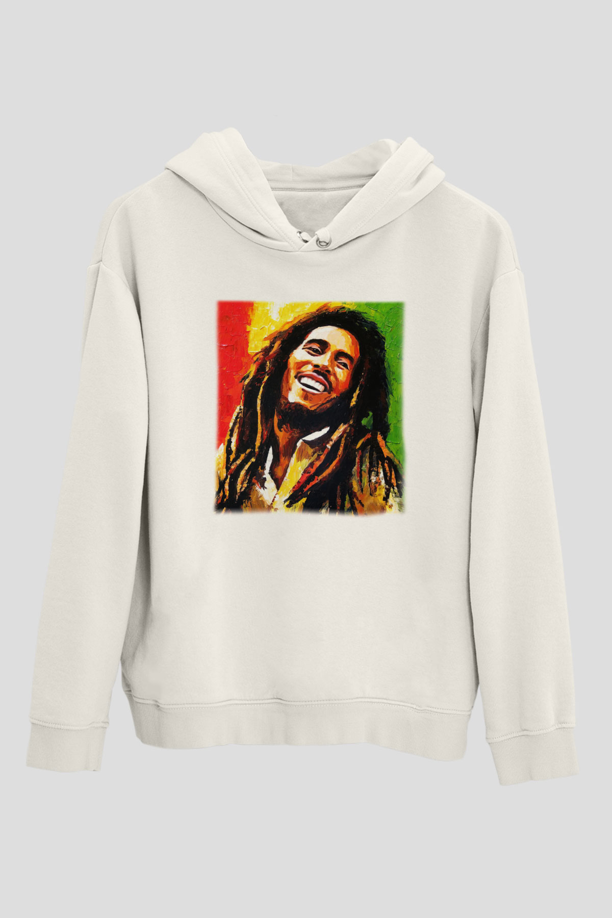 Bob Marley Beyaz Unisex Kapşonlu Sweatshirt