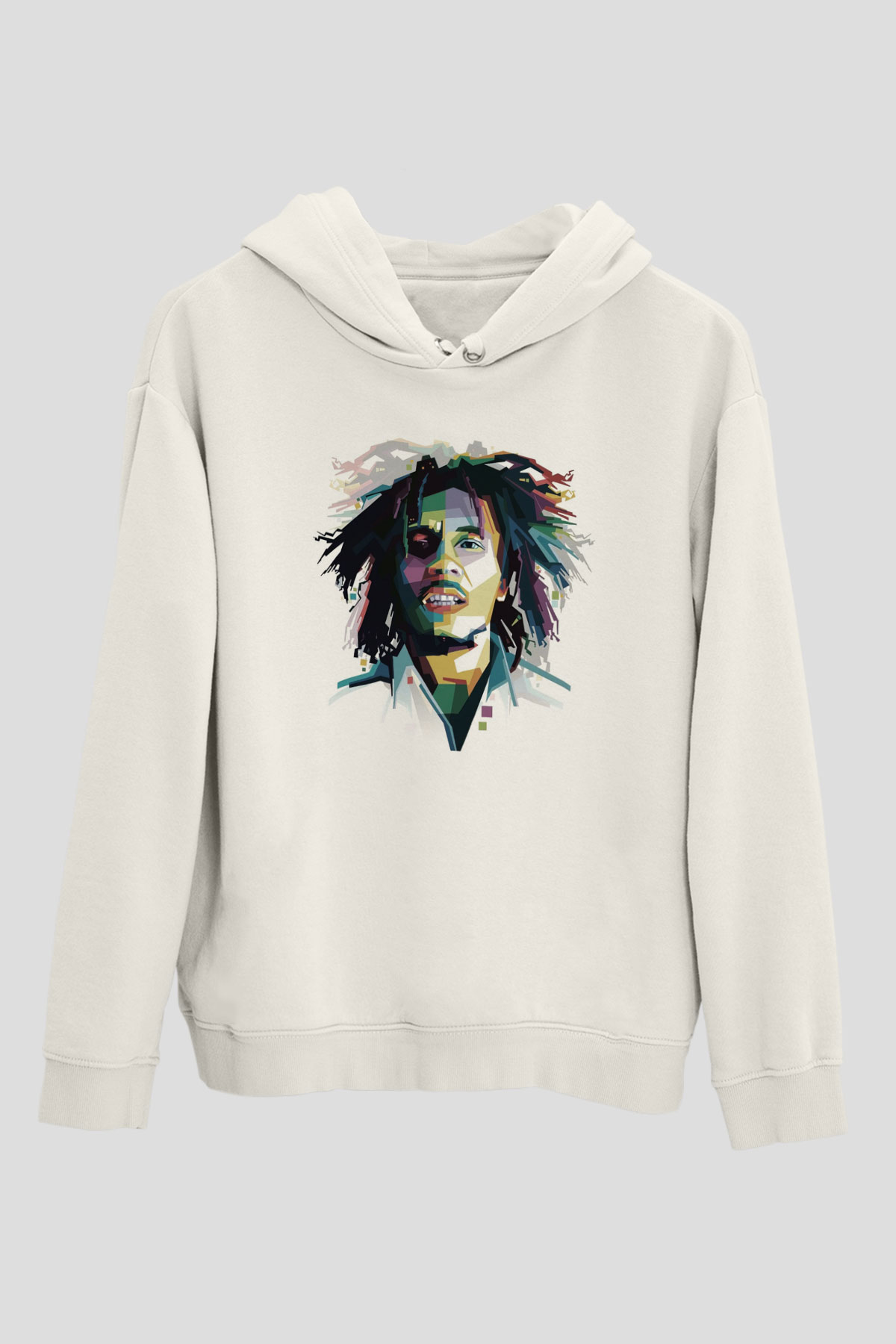 Bob Marley Beyaz Unisex Kapüşonlu Sweatshirt