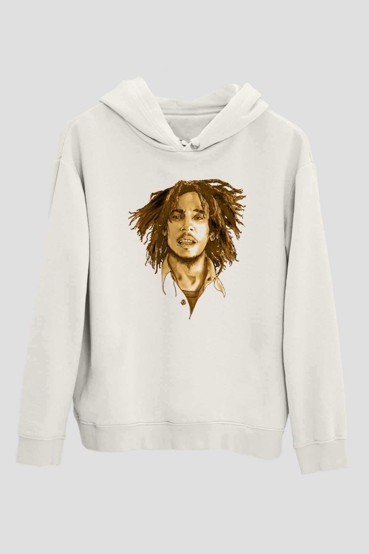 Bob Marley Beyaz Unisex Kapüşonlu Sweatshirt