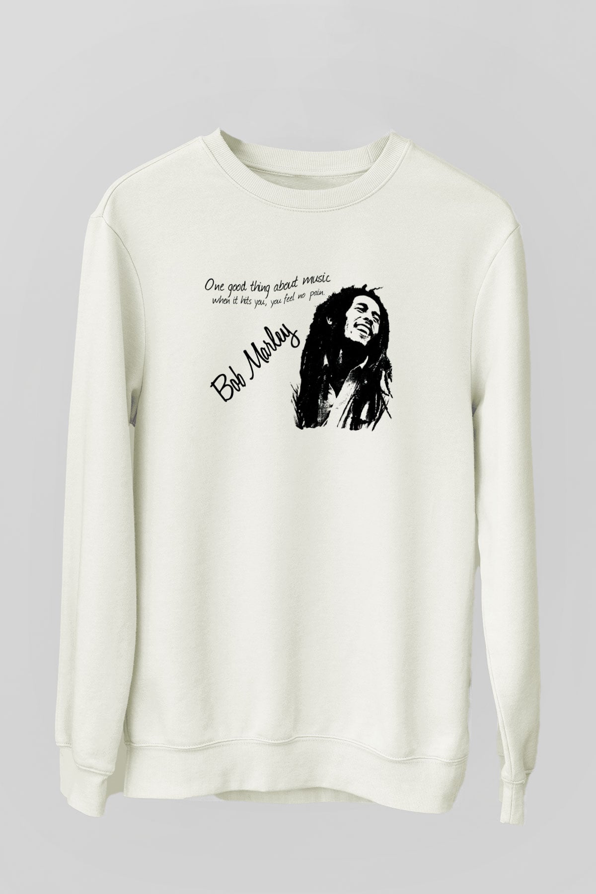 Bob Marley Beyaz Unisex Sweatshirt