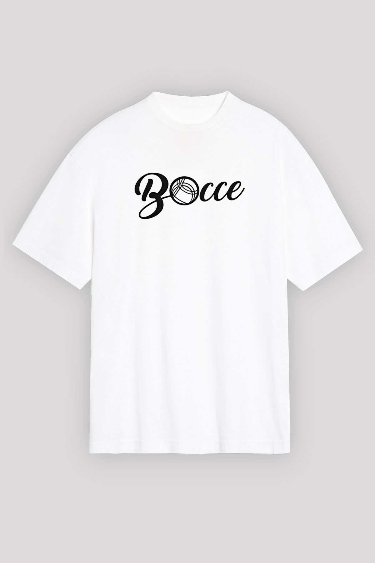 Bocce Baskılı Unisex Beyaz Oversize Tişört - Tshirt