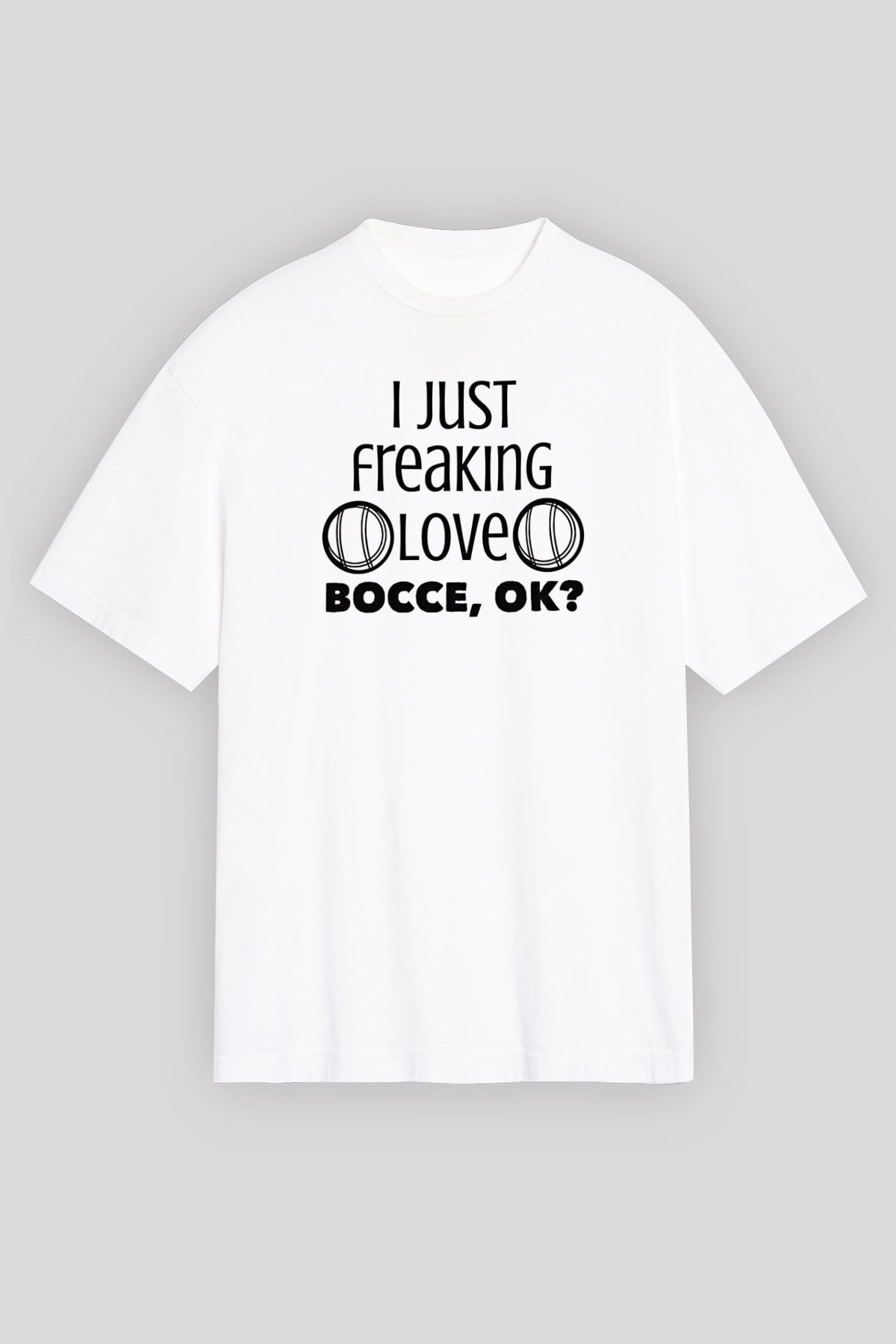 Bocce Baskılı Unisex Beyaz Oversize Tişört - Tshirt