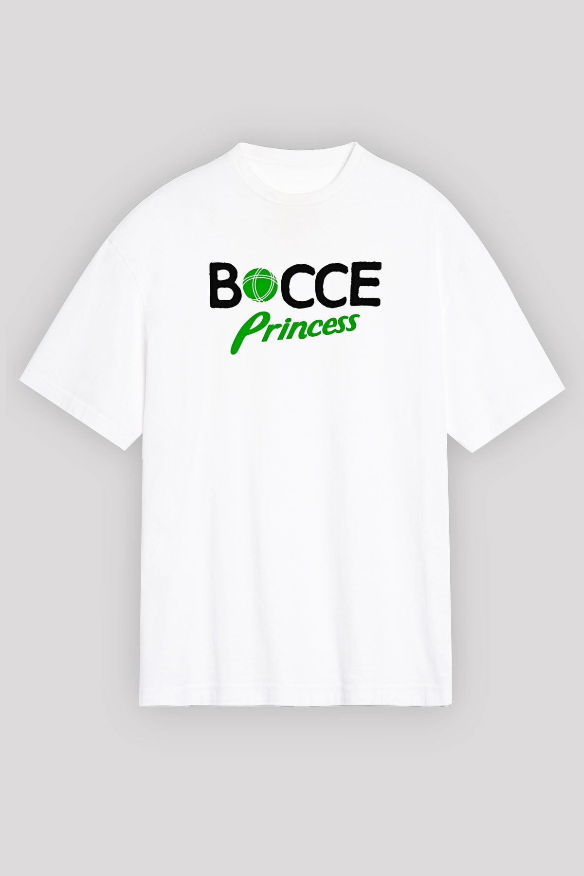 Bocce Baskılı Unisex Beyaz Oversize Tişört - Tshirt