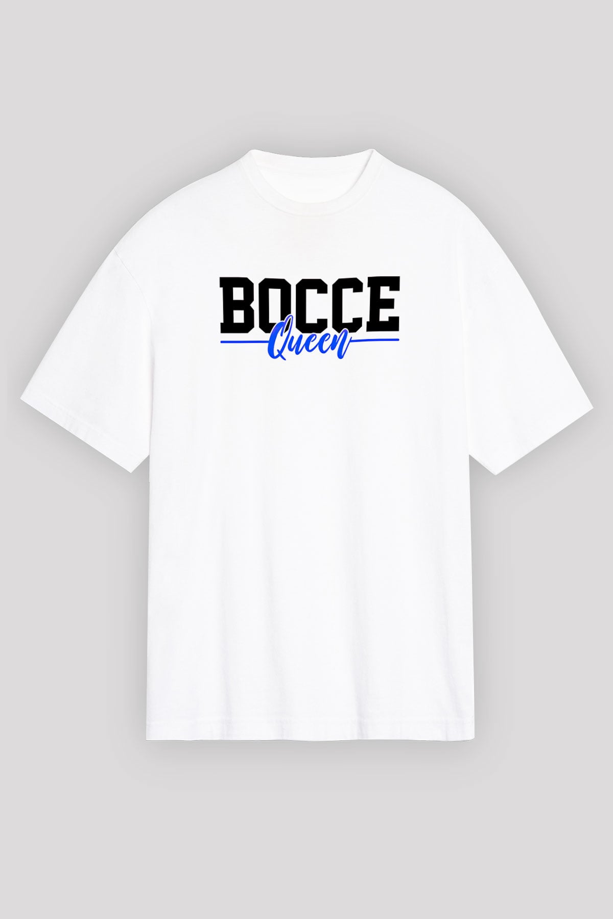 Bocce Baskılı Unisex Beyaz Oversize Tişört - Tshirt