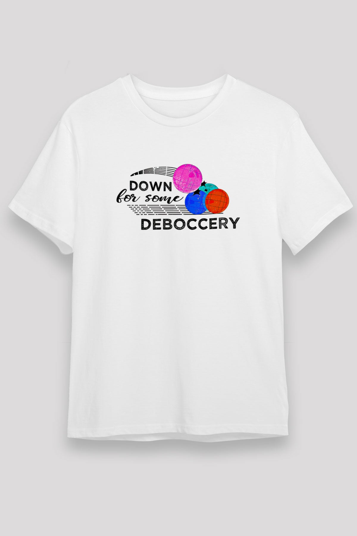 Bocce Baskılı Unisex Beyaz Tişört - Tshirt