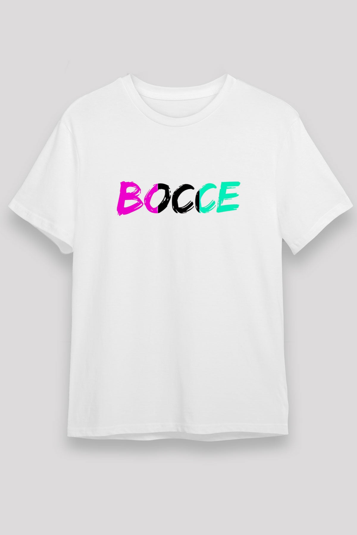 Bocce Baskılı Unisex Beyaz Tişört - Tshirt