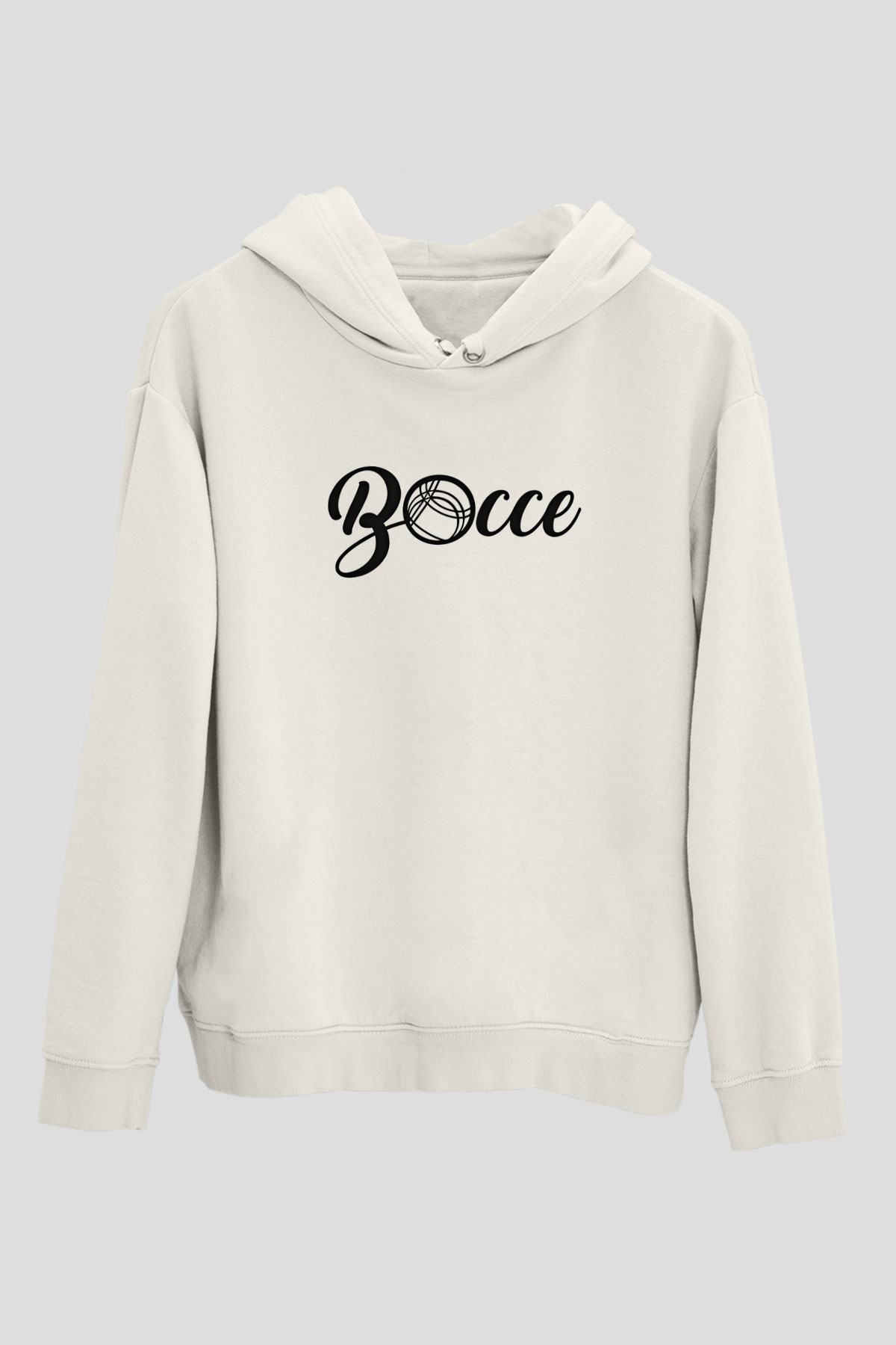 Bocce Baskılı Unisex Ekru Hoodie