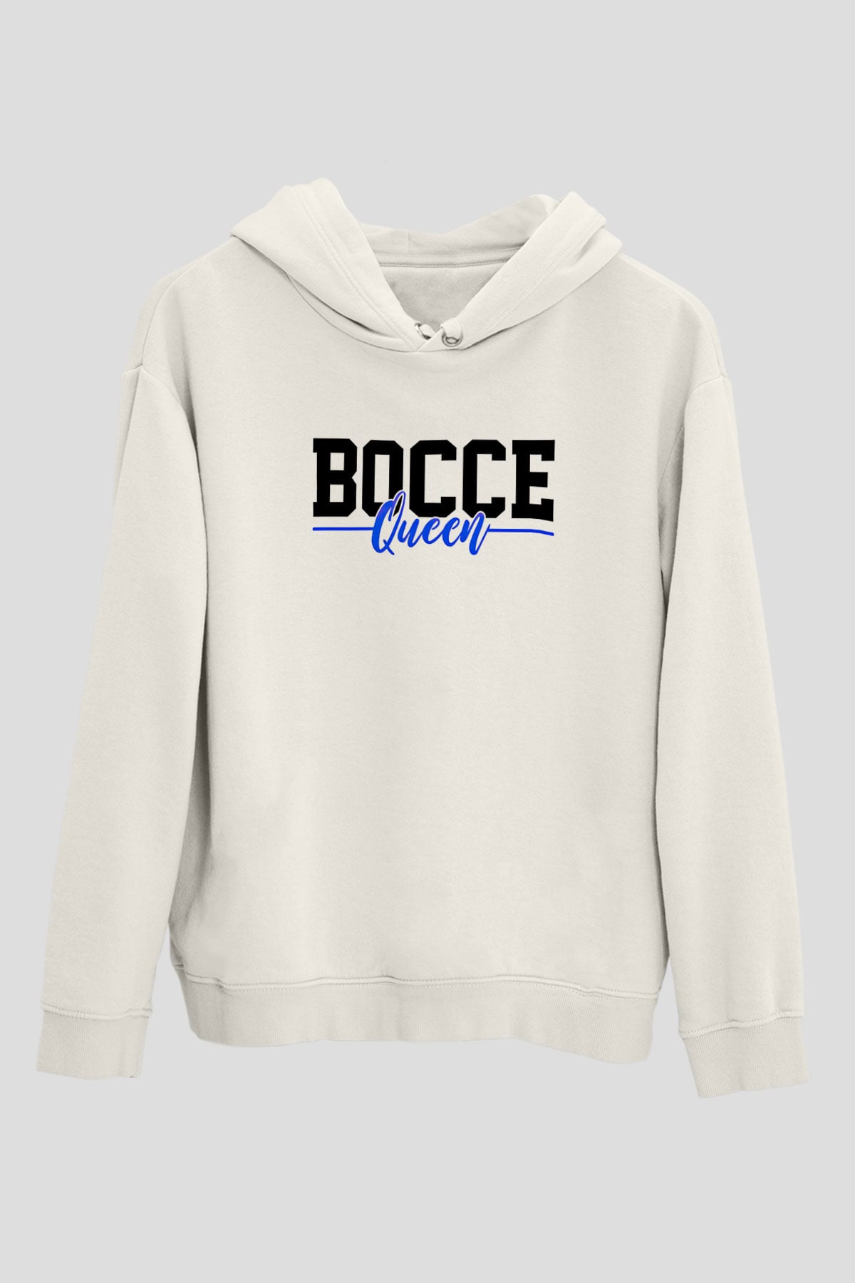 Bocce Baskılı Unisex Ekru Hoodie