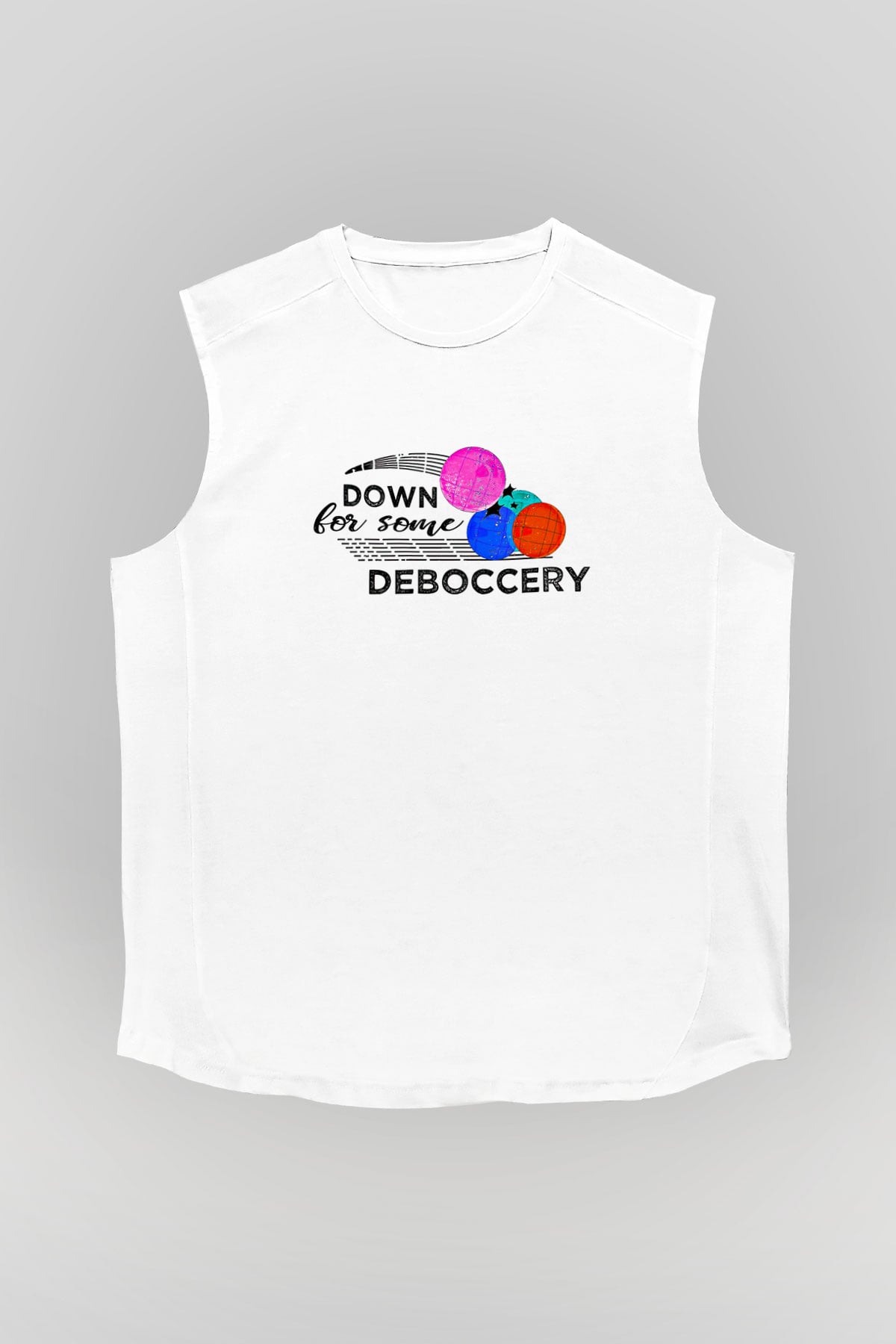 Bocce Baskılı Unisex Kolsuz Beyaz Tişört