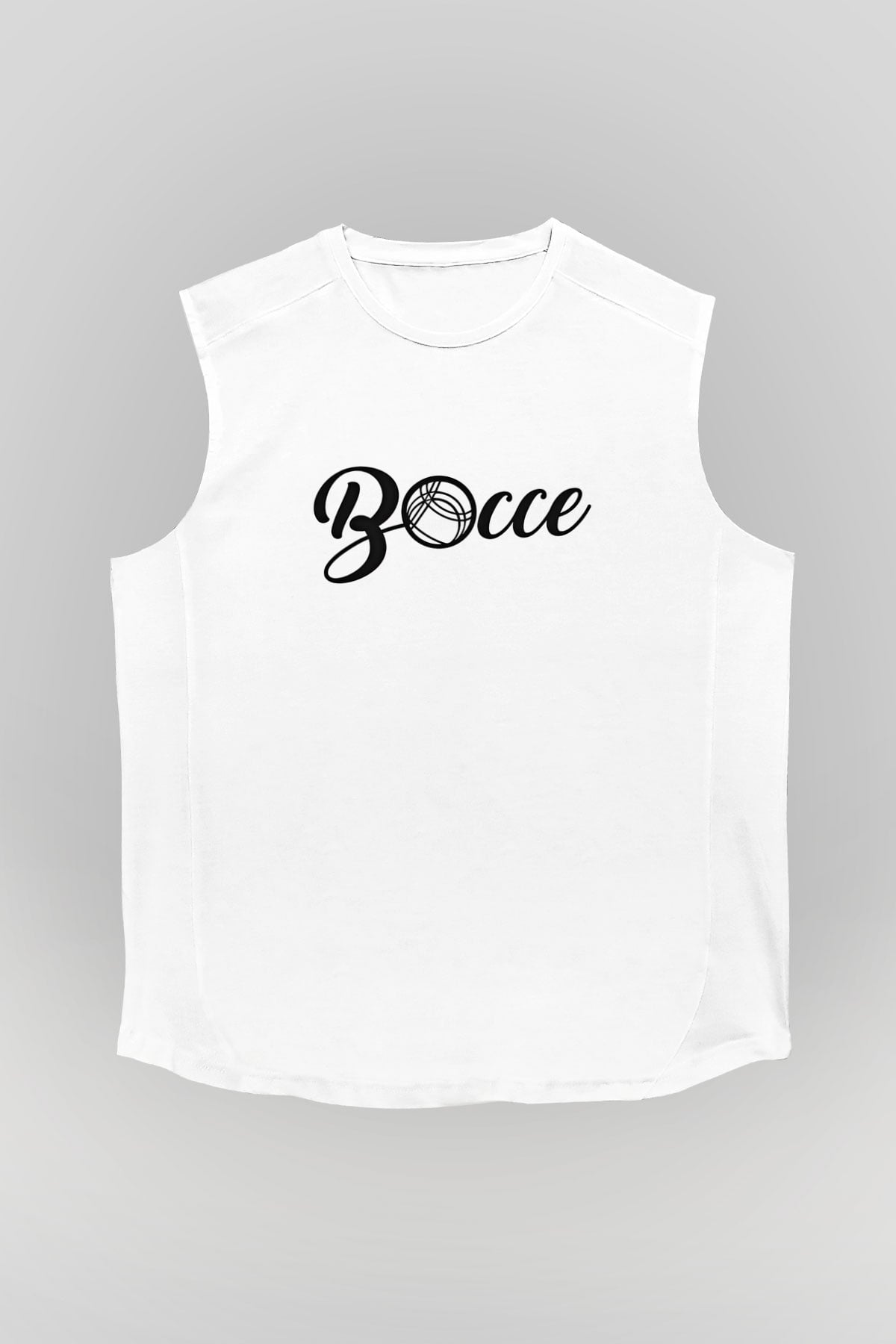 Bocce Baskılı Unisex Kolsuz Beyaz Tişört