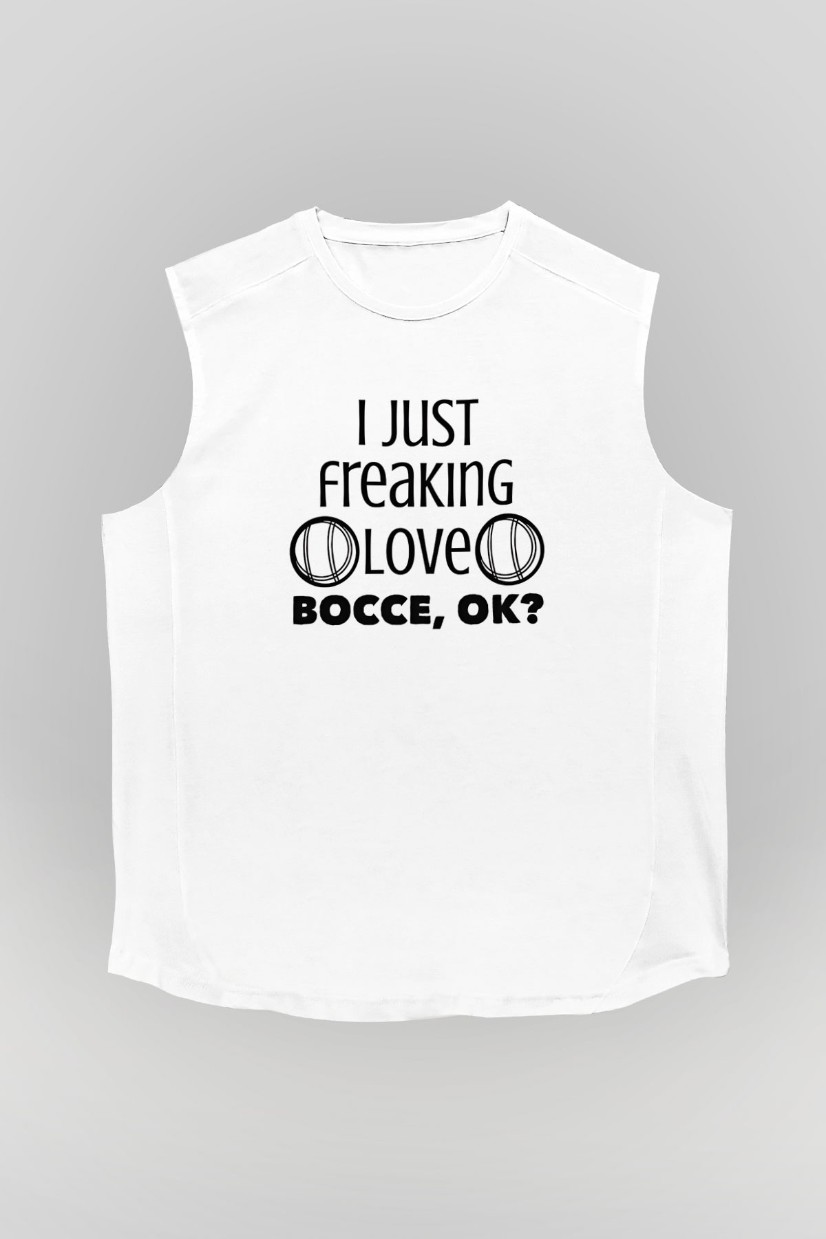 Bocce Baskılı Unisex Kolsuz Beyaz Tişört