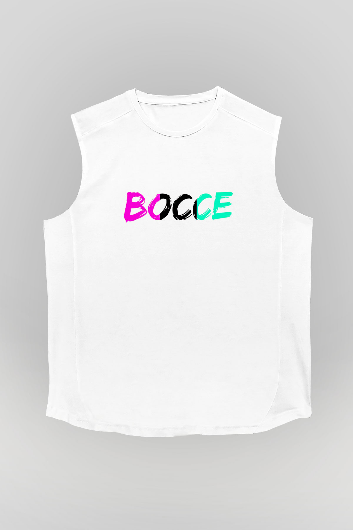 Bocce Baskılı Unisex Kolsuz Beyaz Tişört