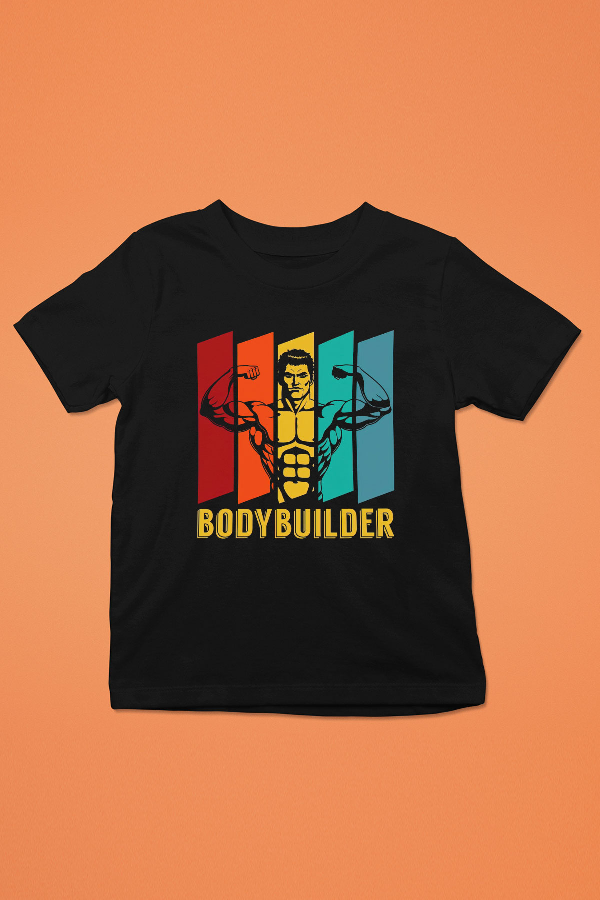 Body Builder Baskılı Unisex Siyah  Çocuk Tişört