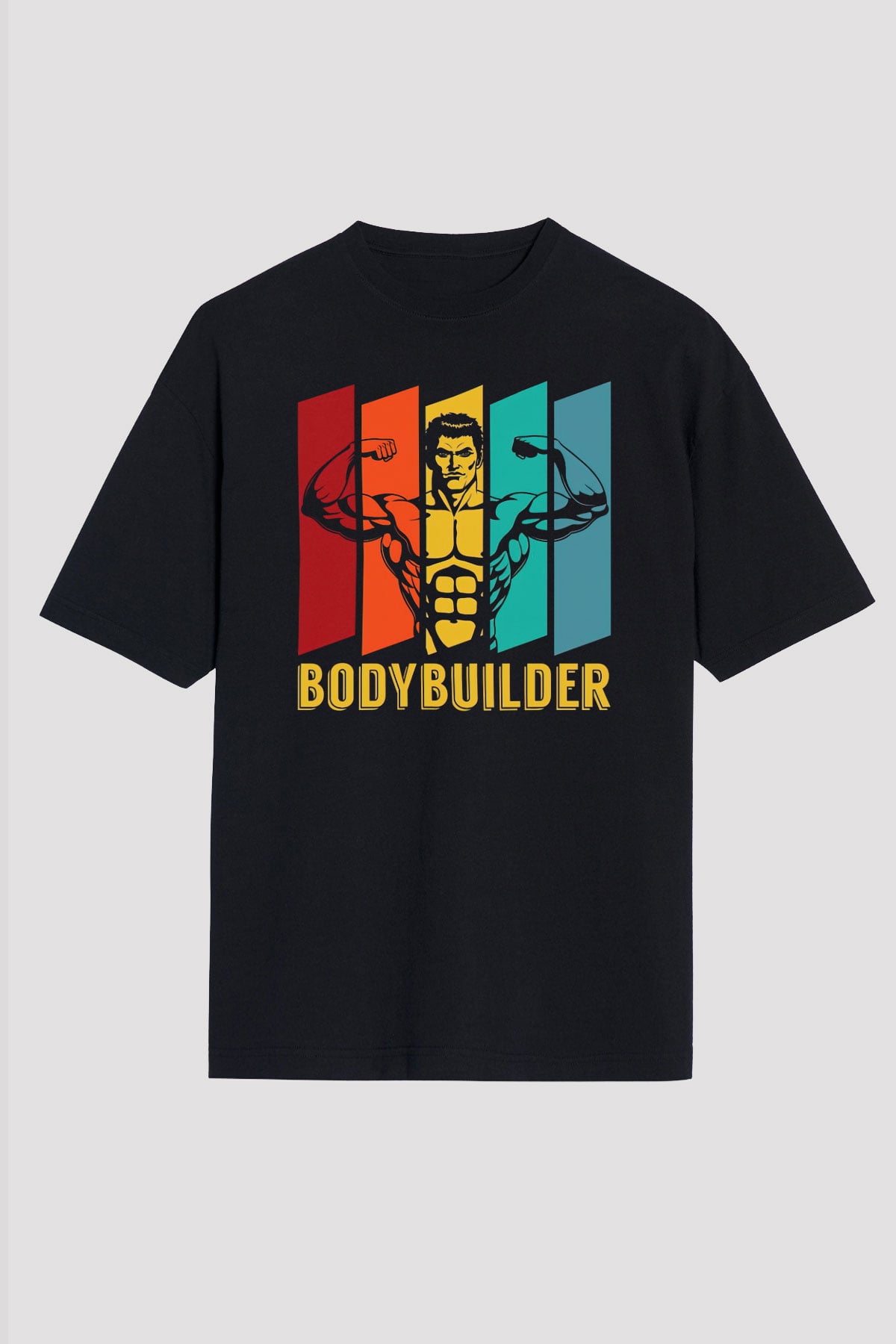 Body Builder Baskılı Unisex Siyah Tişört
