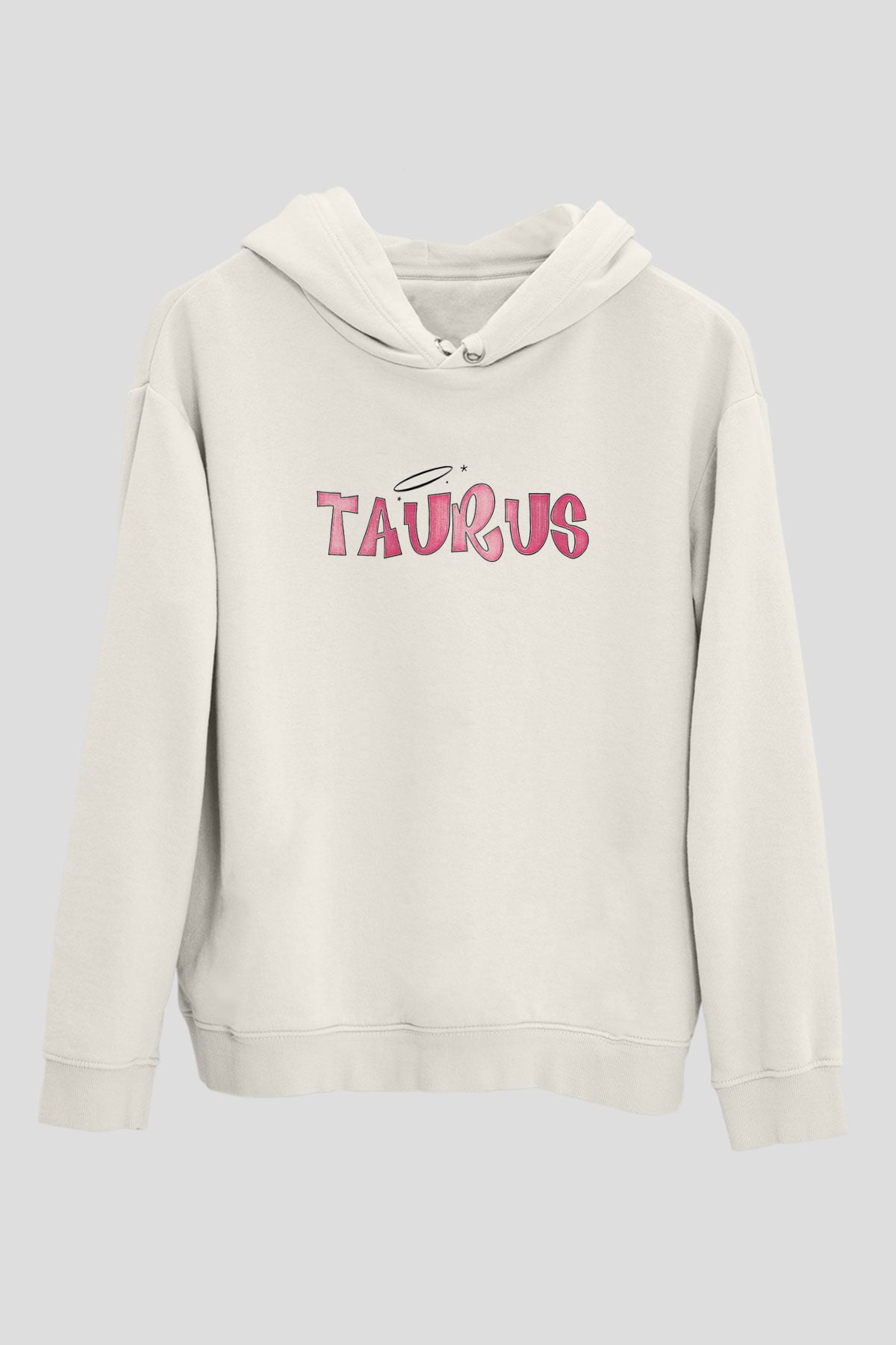 Boğa Burcu Baskılı Beyaz Unisex Hoodie