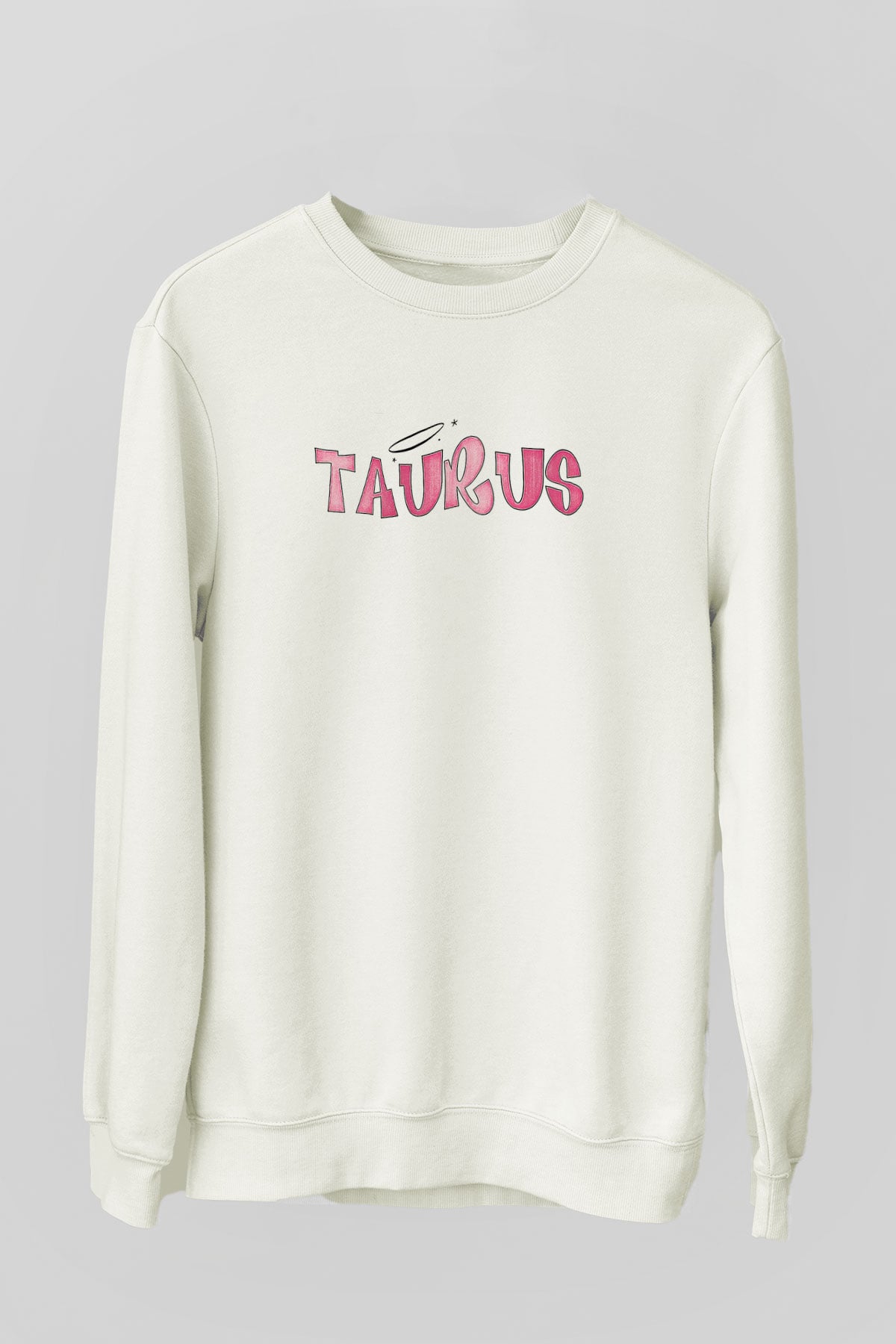 Boğa Burcu Baskılı Beyaz Unisex Sweatshirt